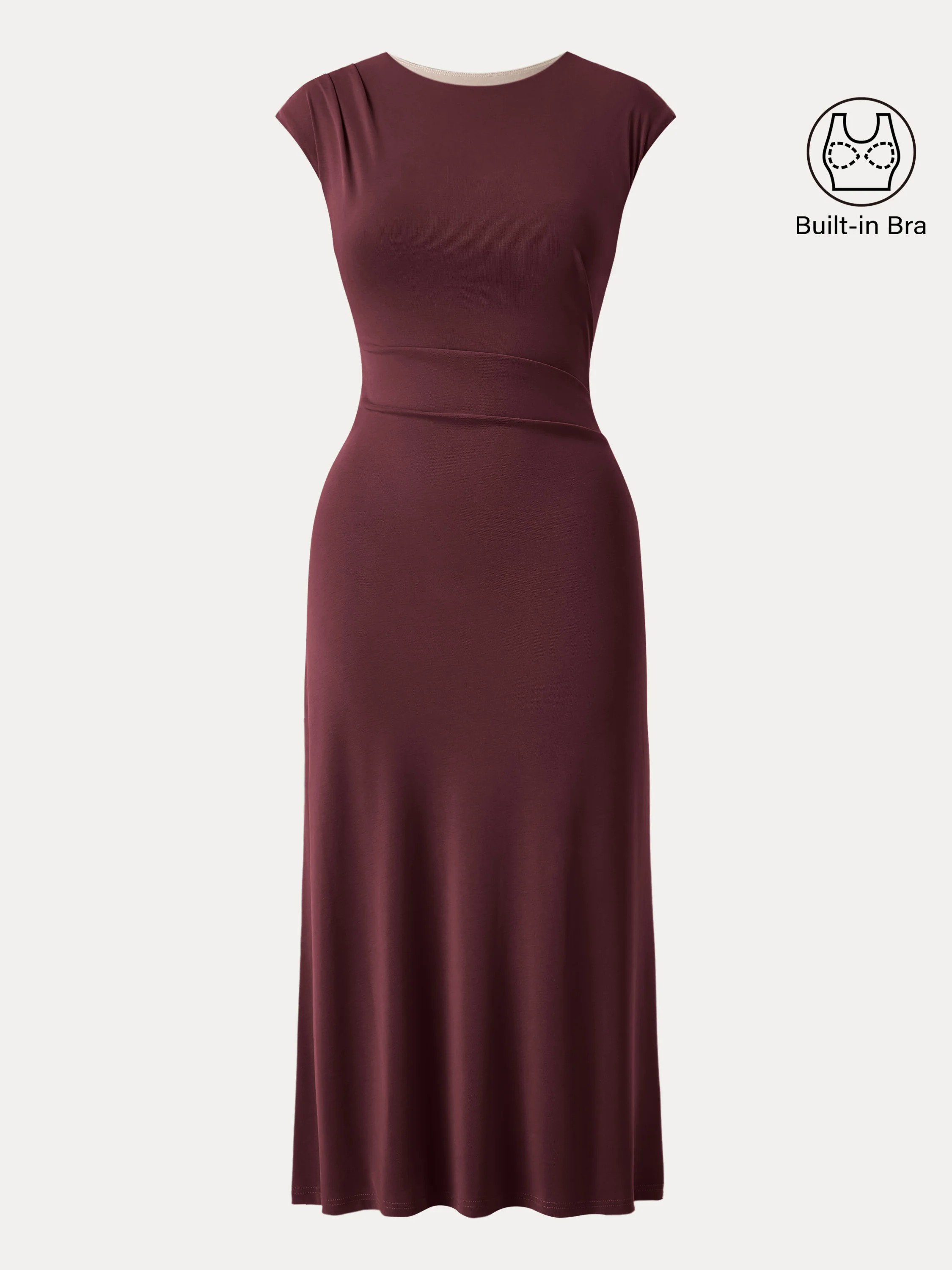Flowy Sandwashed Crewneck Cap Sleeve Ruched Flared Maxi Brami Dress Flowy Sandwashed Crewneck Cap Sleeve Ruched Flared Maxi Brami Dress
