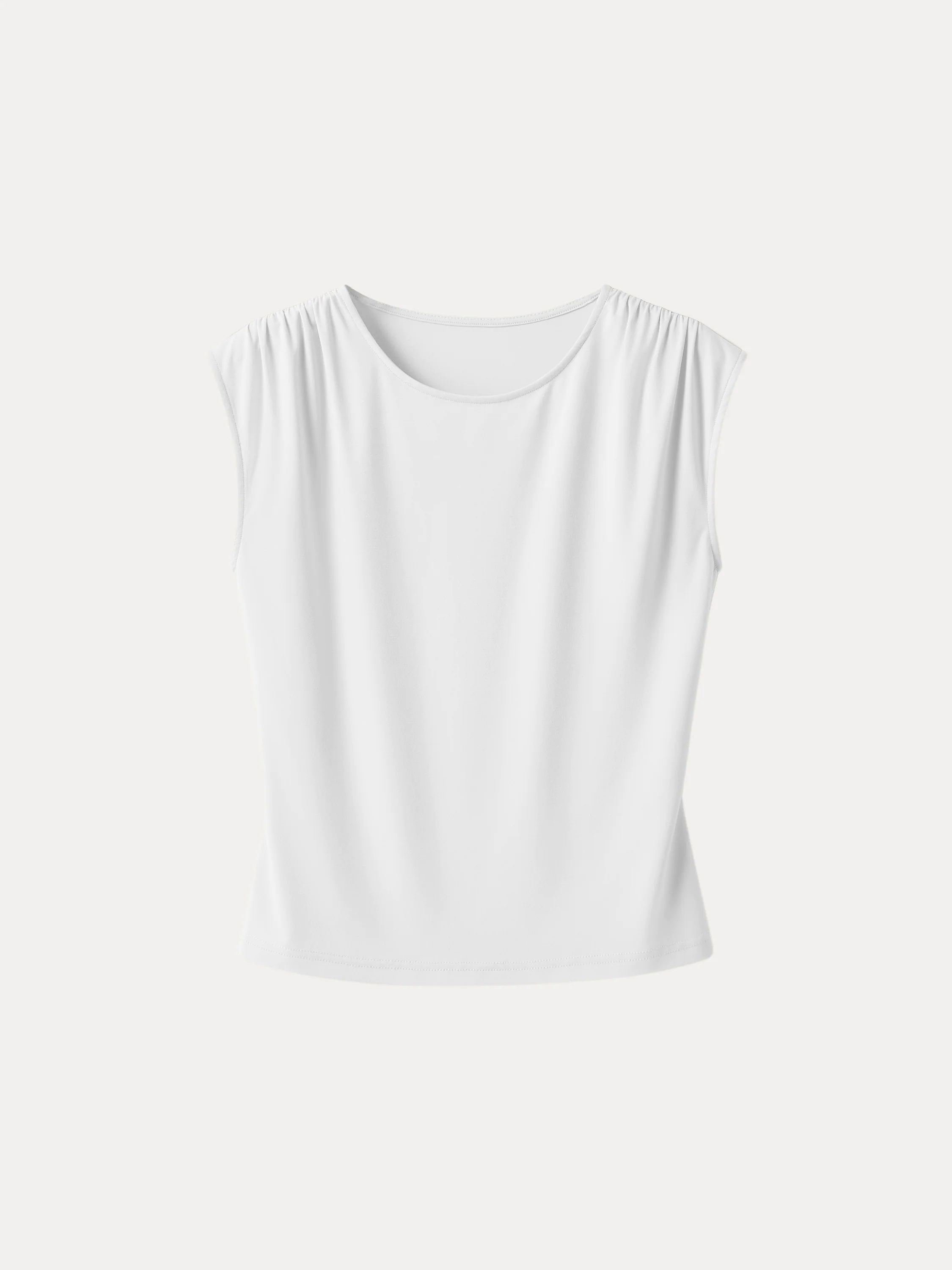 Crewneck Ruched Shoulder Muscle Tank Crewneck Ruched Shoulder Muscle Tank