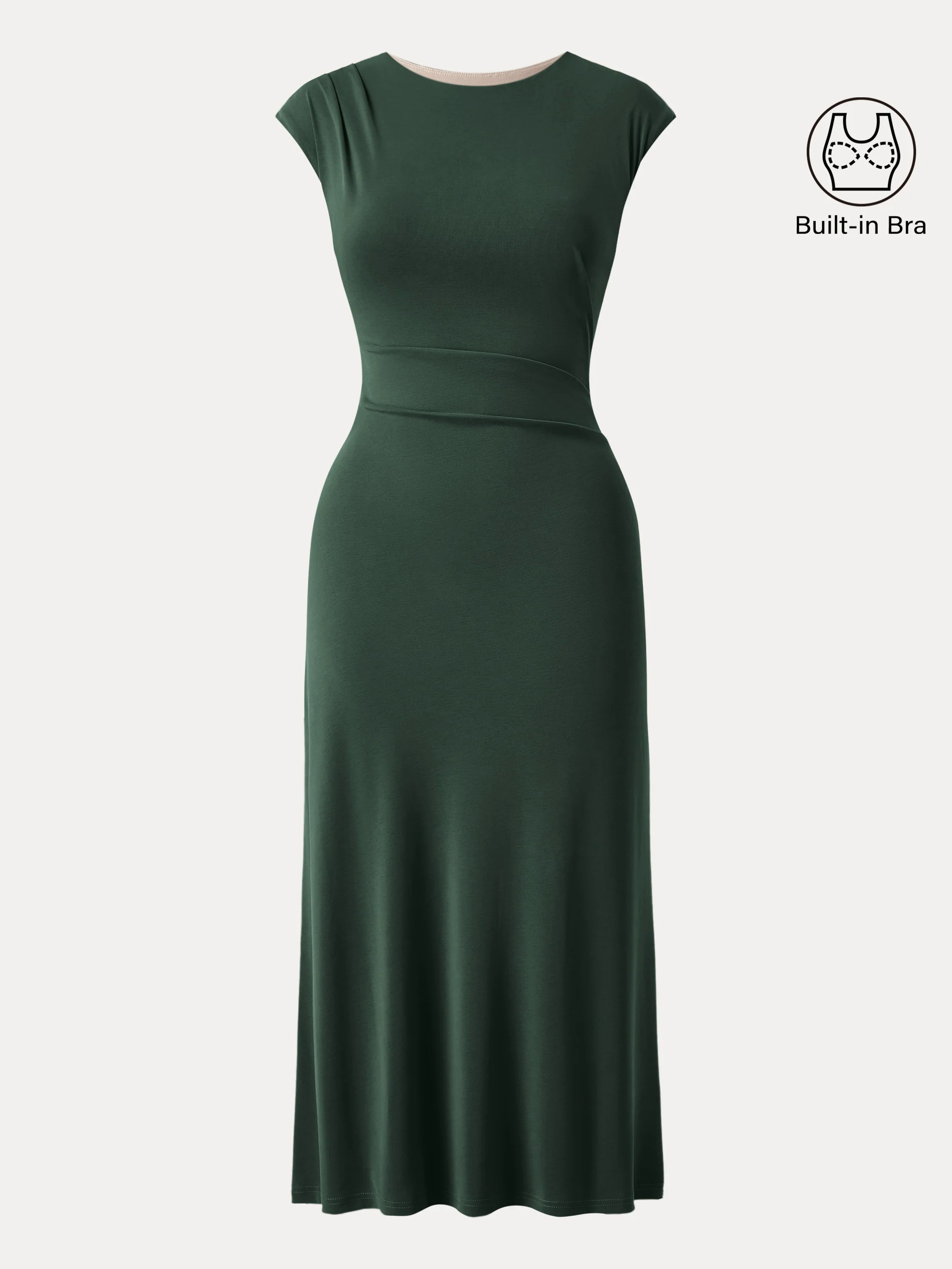 Flowy Sandwashed Crewneck Cap Sleeve Ruched Flared Maxi Brami Dress Flowy Sandwashed Crewneck Cap Sleeve Ruched Flared Maxi Brami Dress