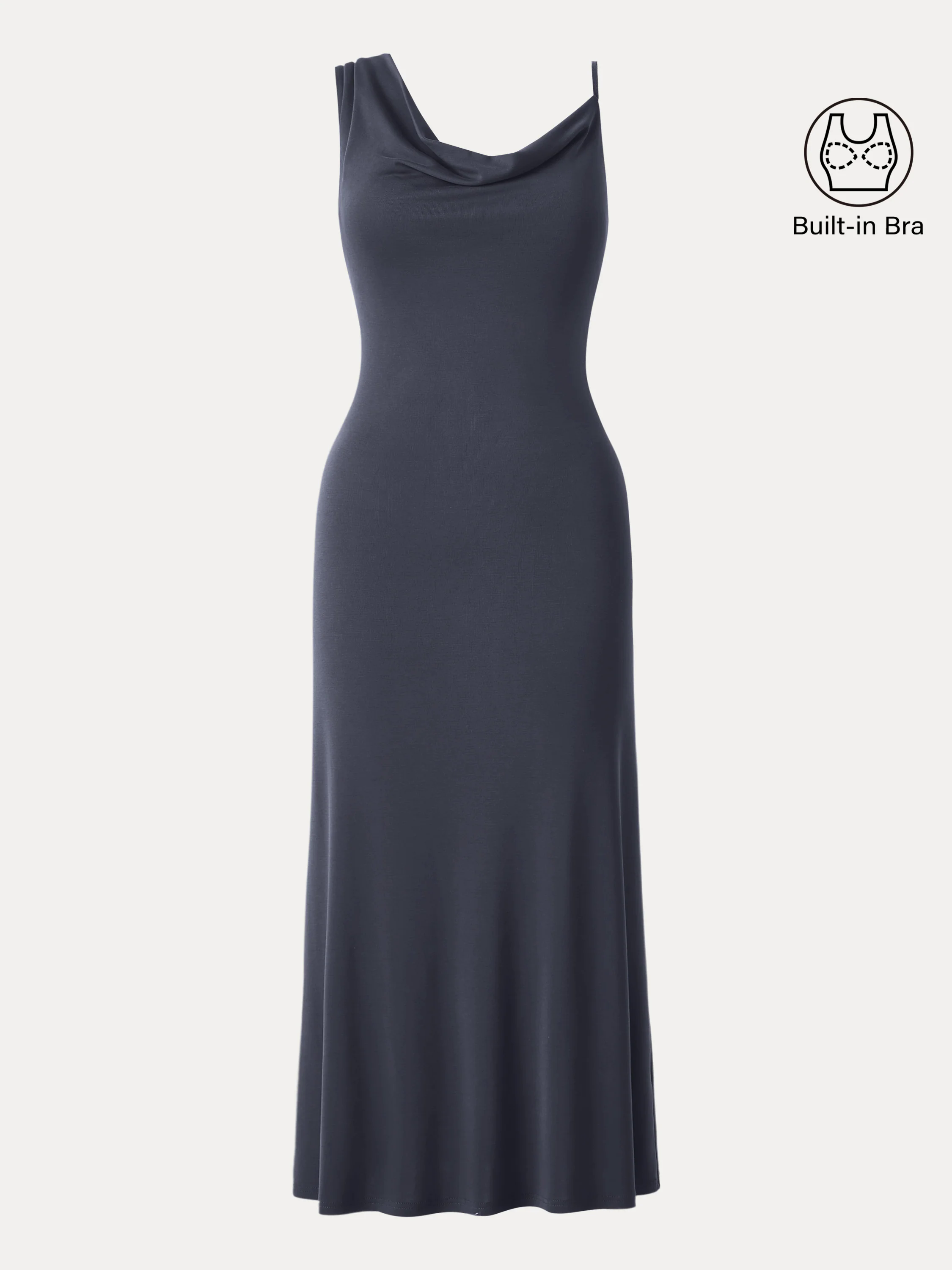 Sandwashed Asymmetrical Cowl Midi Brami Dress