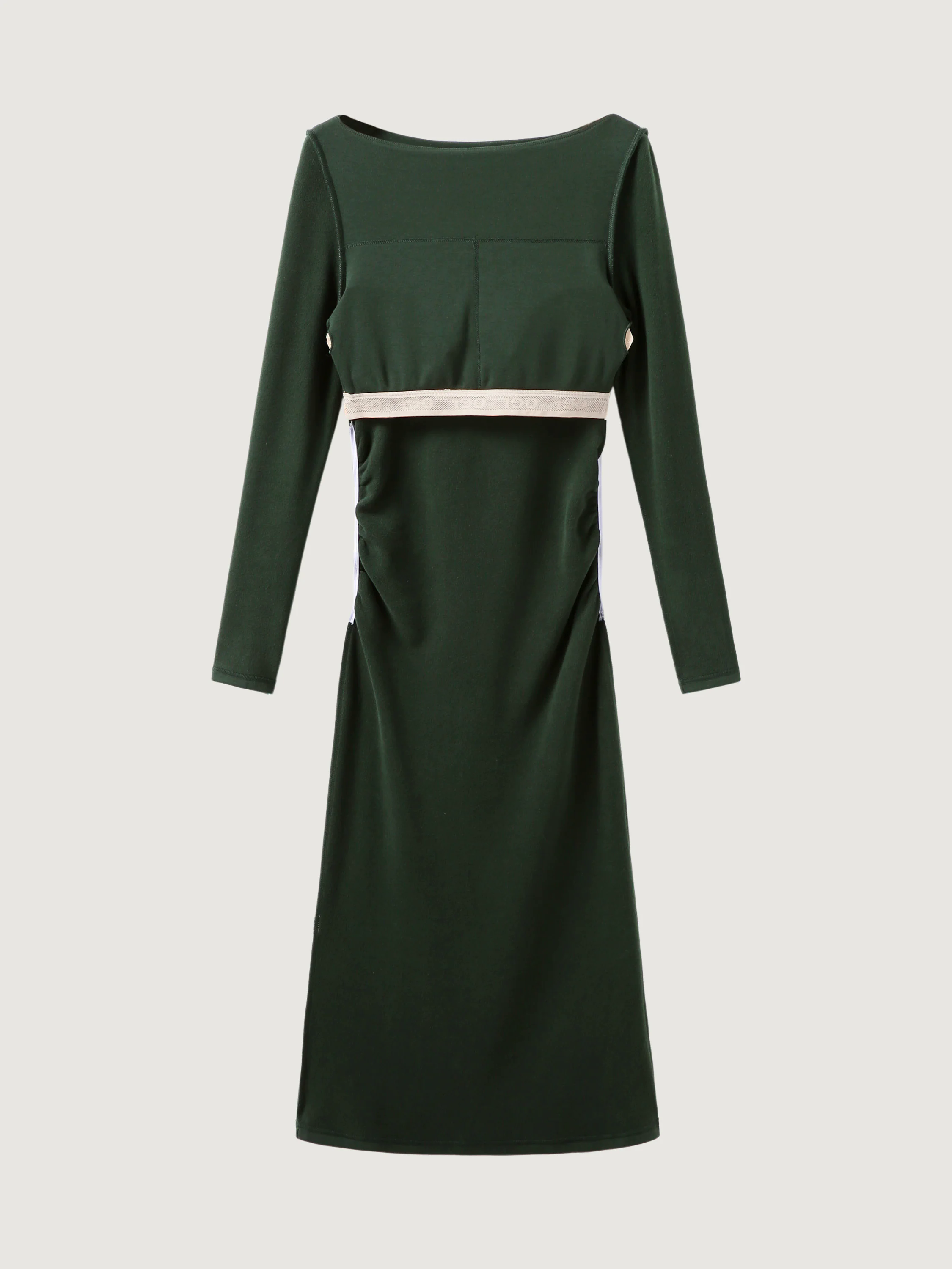 Thermal Boatneck Ruched Sides Brami Midi Dress