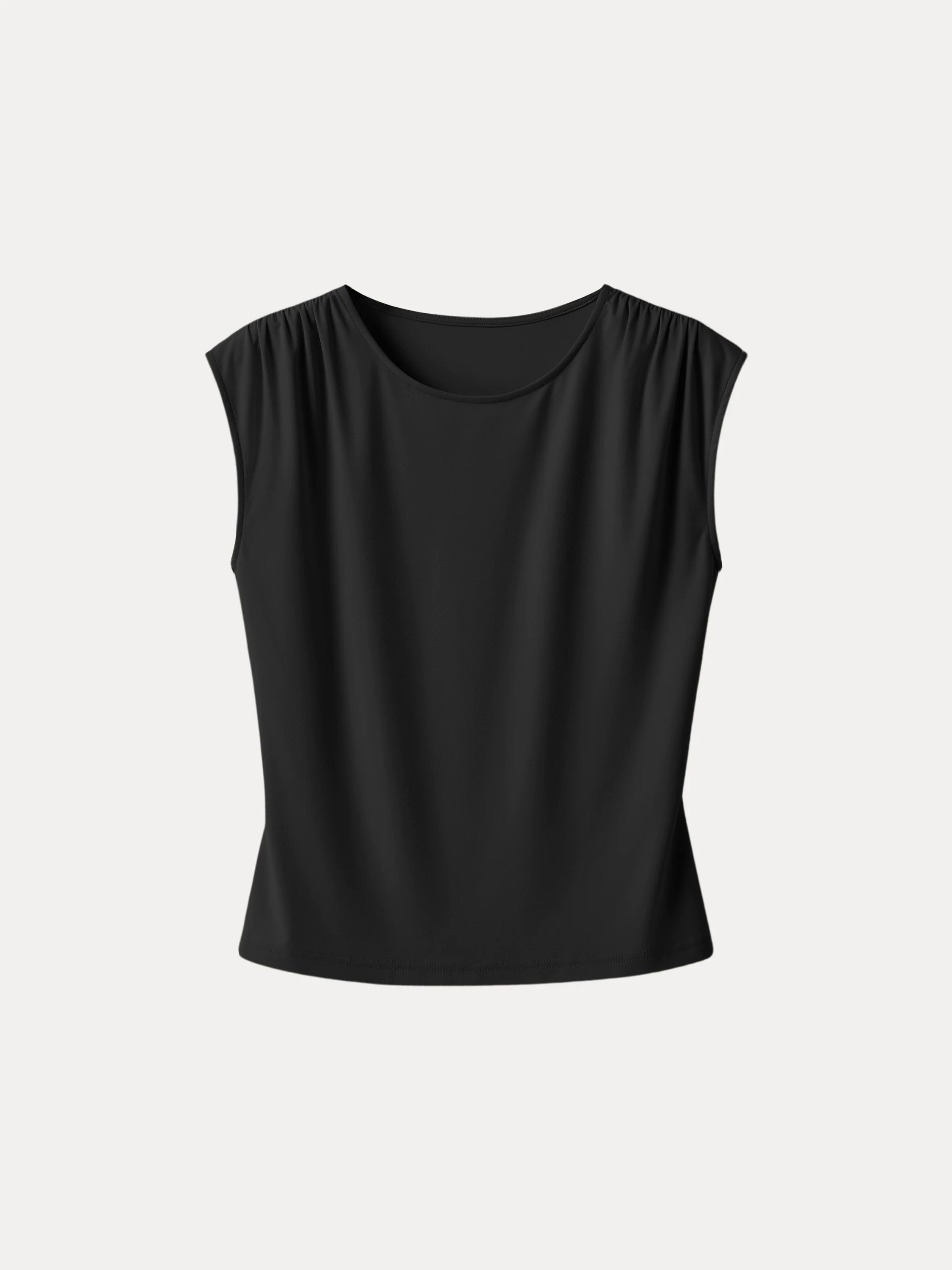 Crewneck Ruched Shoulder Muscle Tank Crewneck Ruched Shoulder Muscle Tank