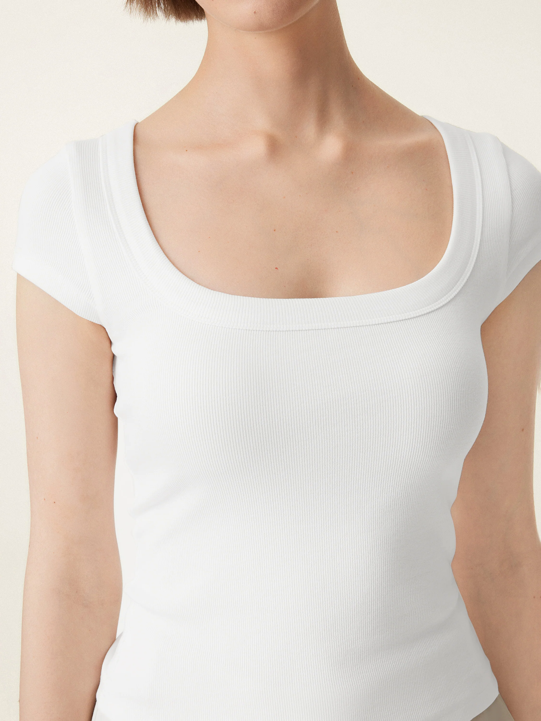 Stretch Cotton Square Neck Cap Sleeve Brami