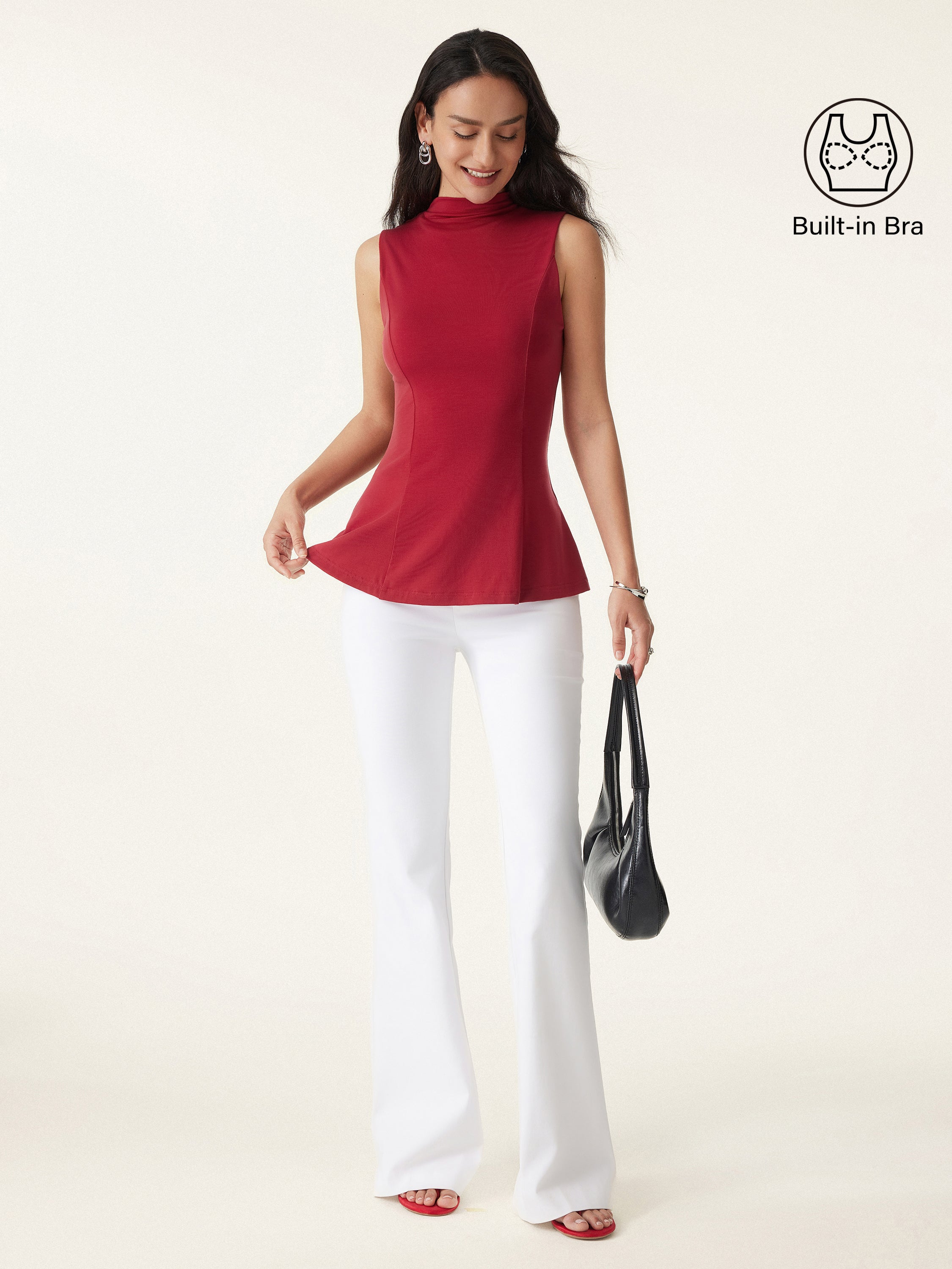 Tencel Silky Mockneck Flared Sculpt Brami Tank