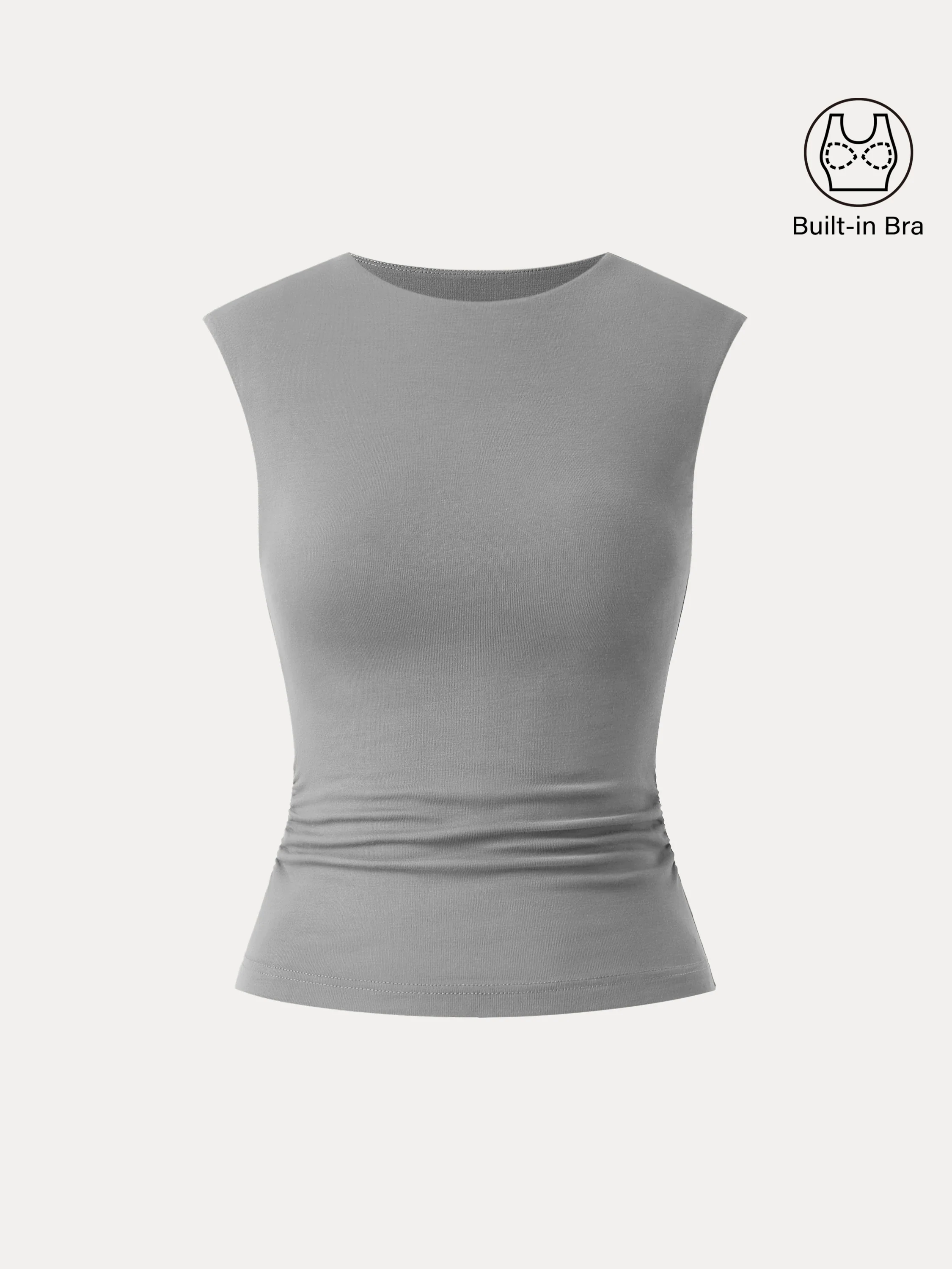 Sleek Crewneck Side Ruched Slimming Brami Tank