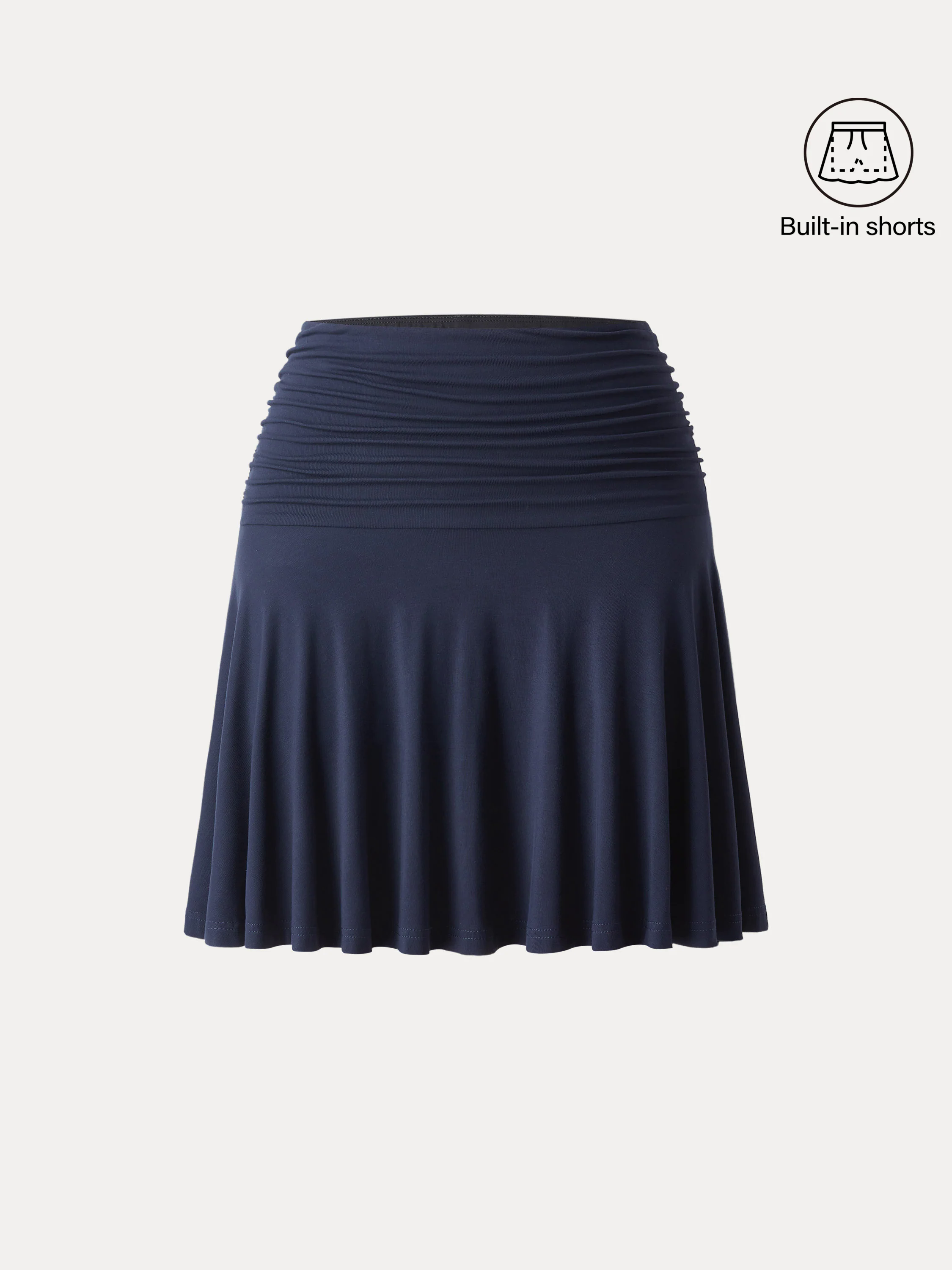 Essential Ruched Mini Circle Skirt with Lined Shorts Essential Ruched Mini Circle Skirt with Lined Shorts
