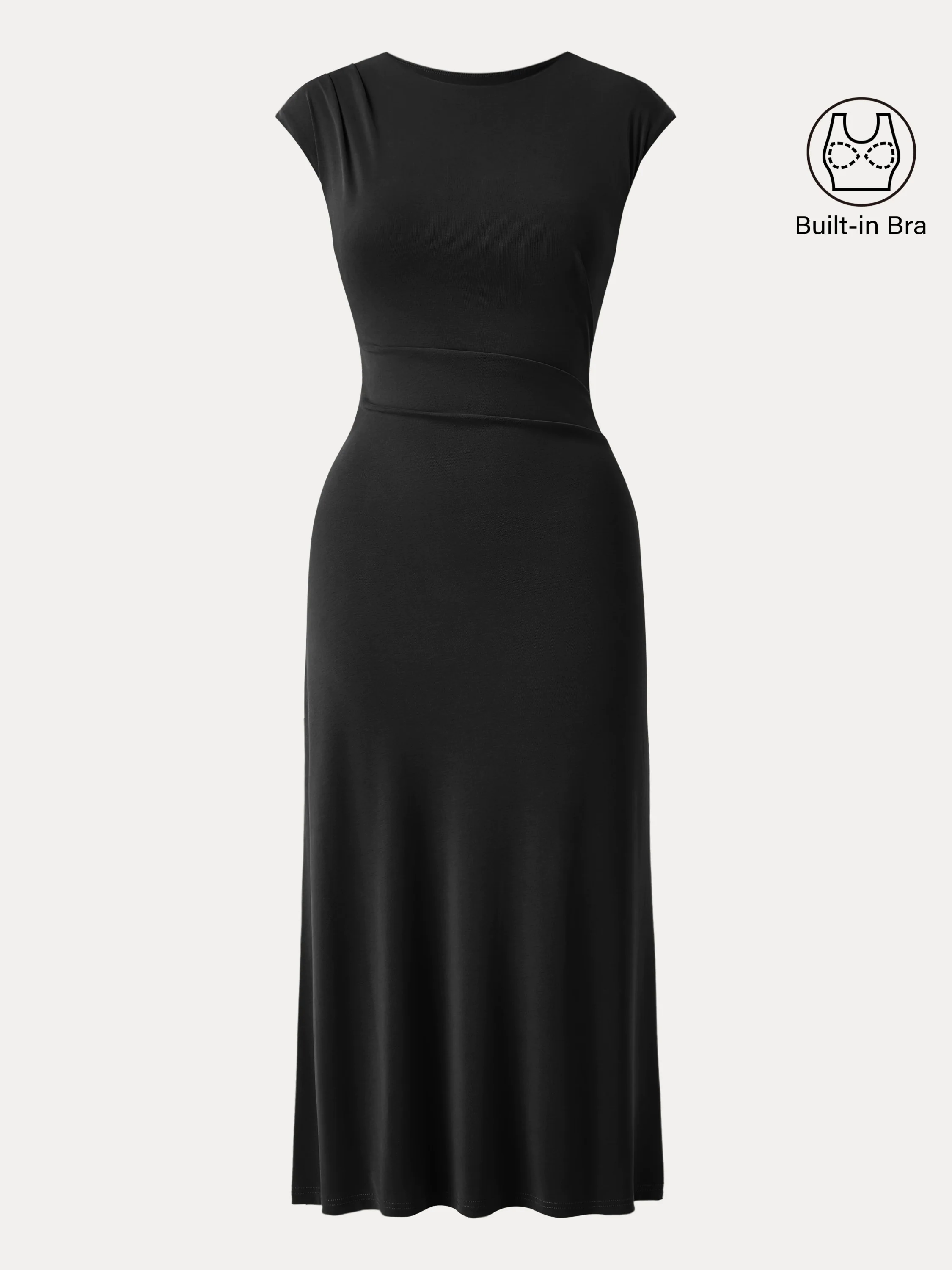 Flowy Sandwashed Crewneck Cap Sleeve Ruched Flared Maxi Brami Dress Flowy Sandwashed Crewneck Cap Sleeve Ruched Flared Maxi Brami Dress