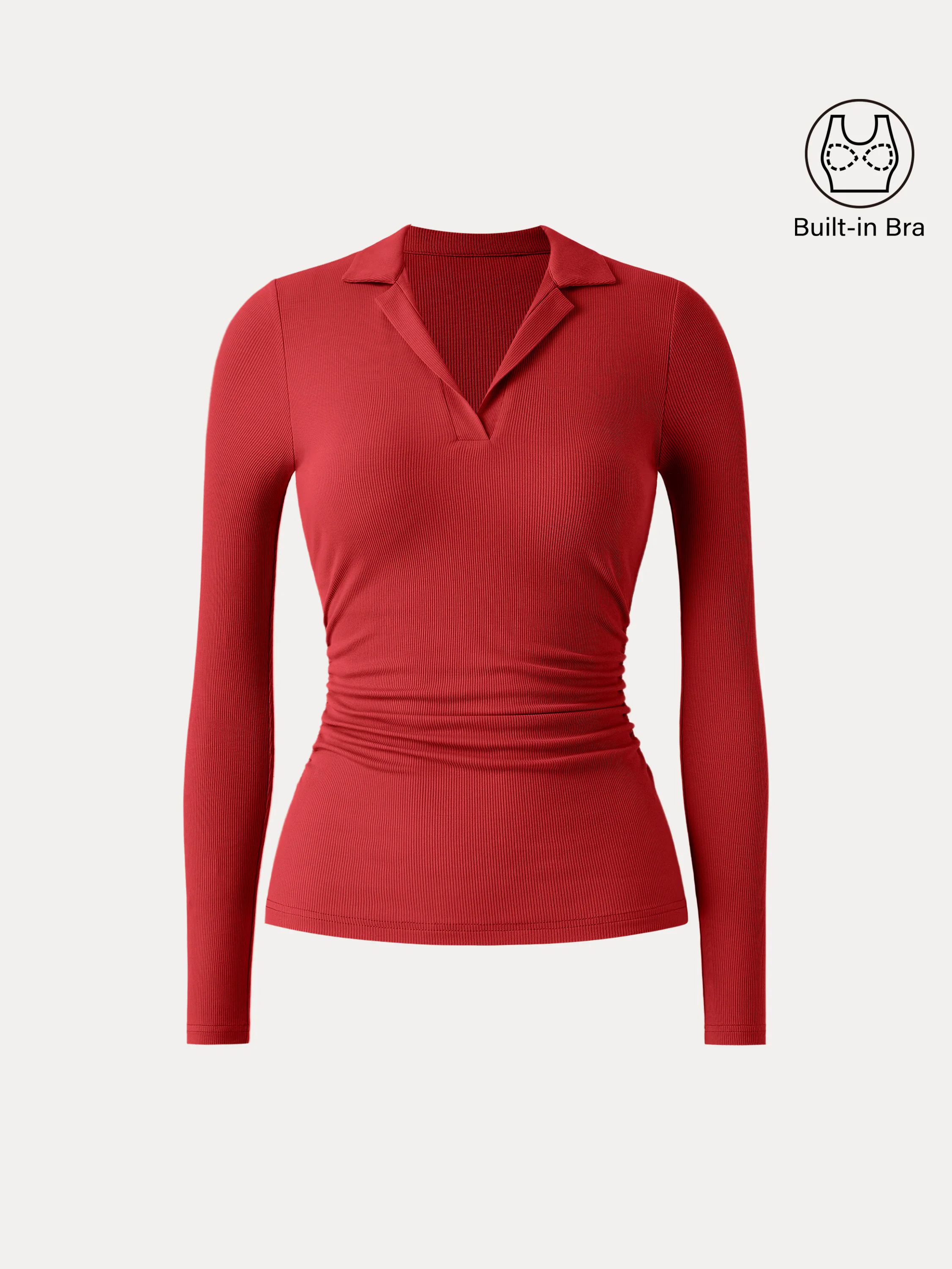 Polo Neck Ribbed Side Ruching Brami Top Polo Neck Ribbed Side Ruching Brami Top