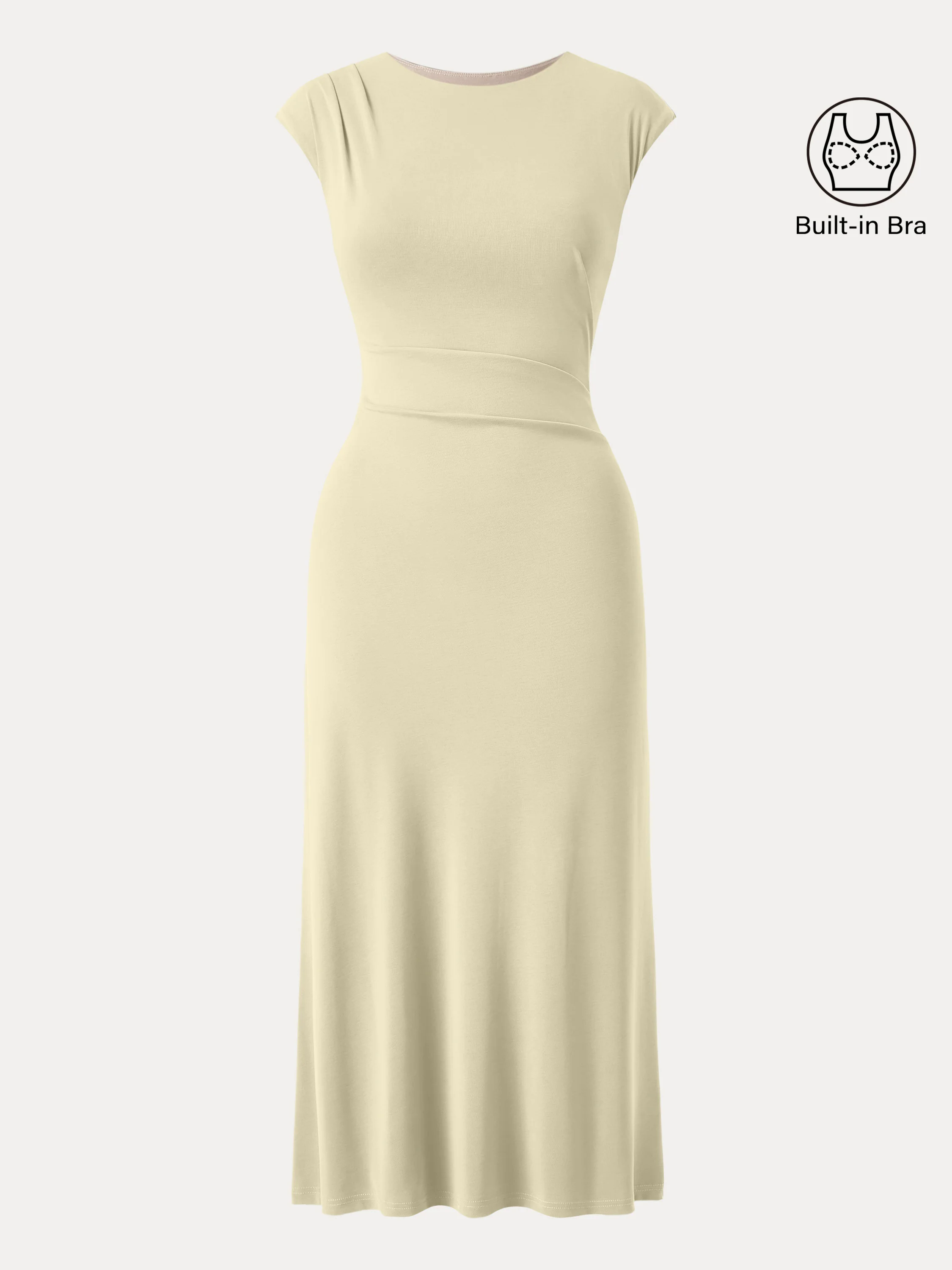 Flowy Sandwashed Crewneck Cap Sleeve Ruched Flared Maxi Brami Dress Flowy Sandwashed Crewneck Cap Sleeve Ruched Flared Maxi Brami Dress