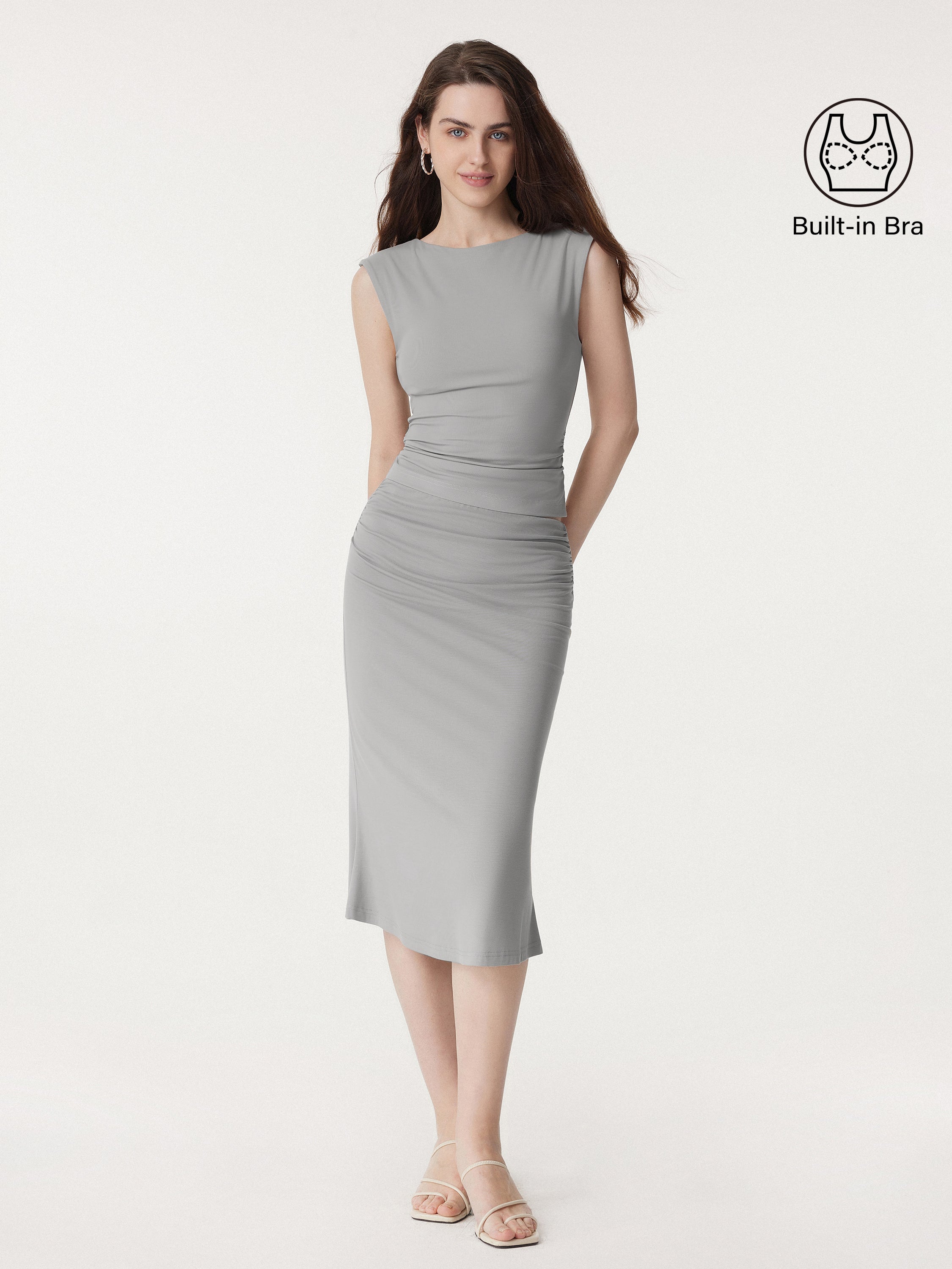 Sleek Crewneck Side Ruched Slimming Brami Tank