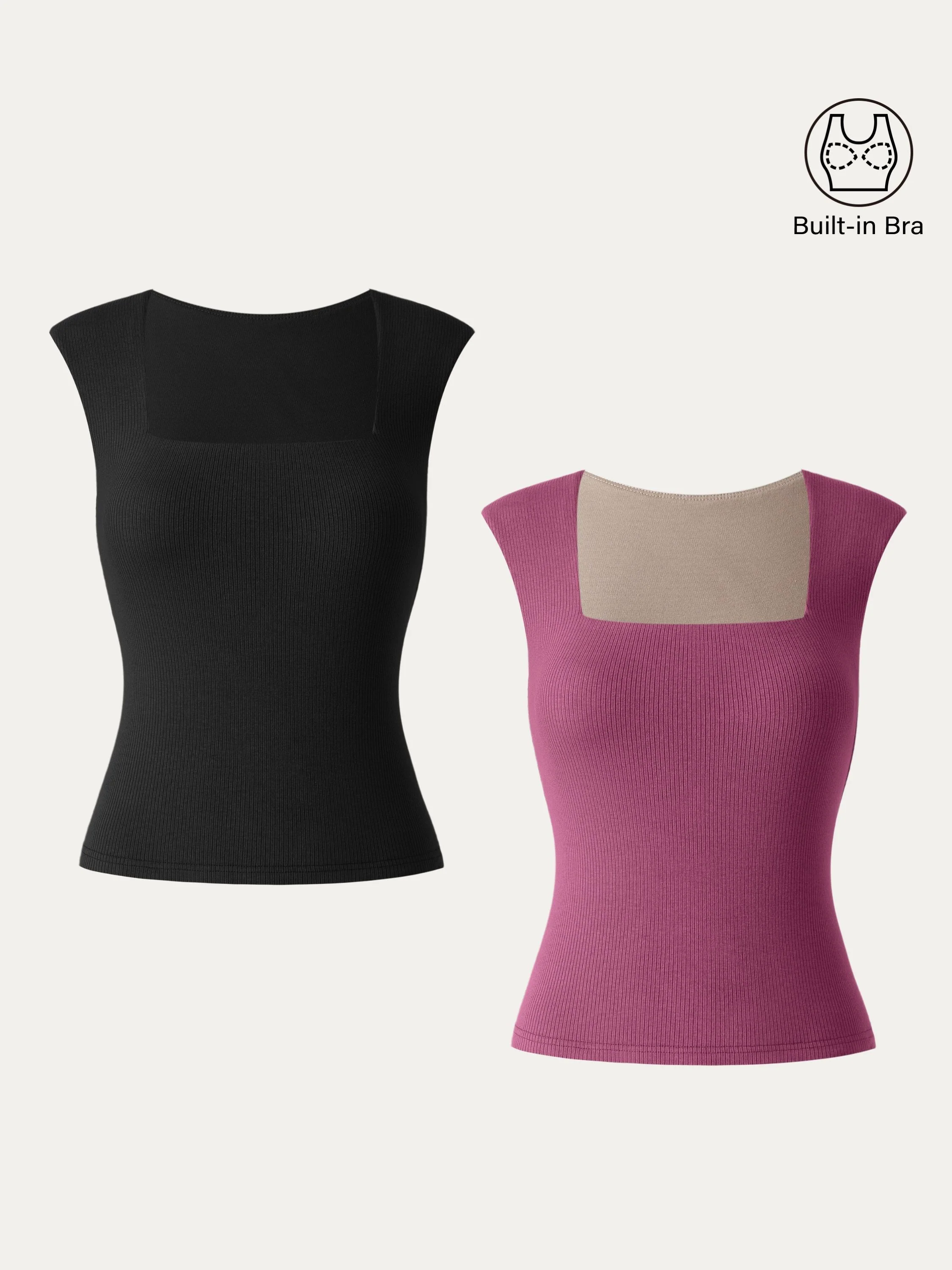Stretch Cotton Square Neck Ribbed Brami Stretch Cotton Square Neck Ribbed Brami