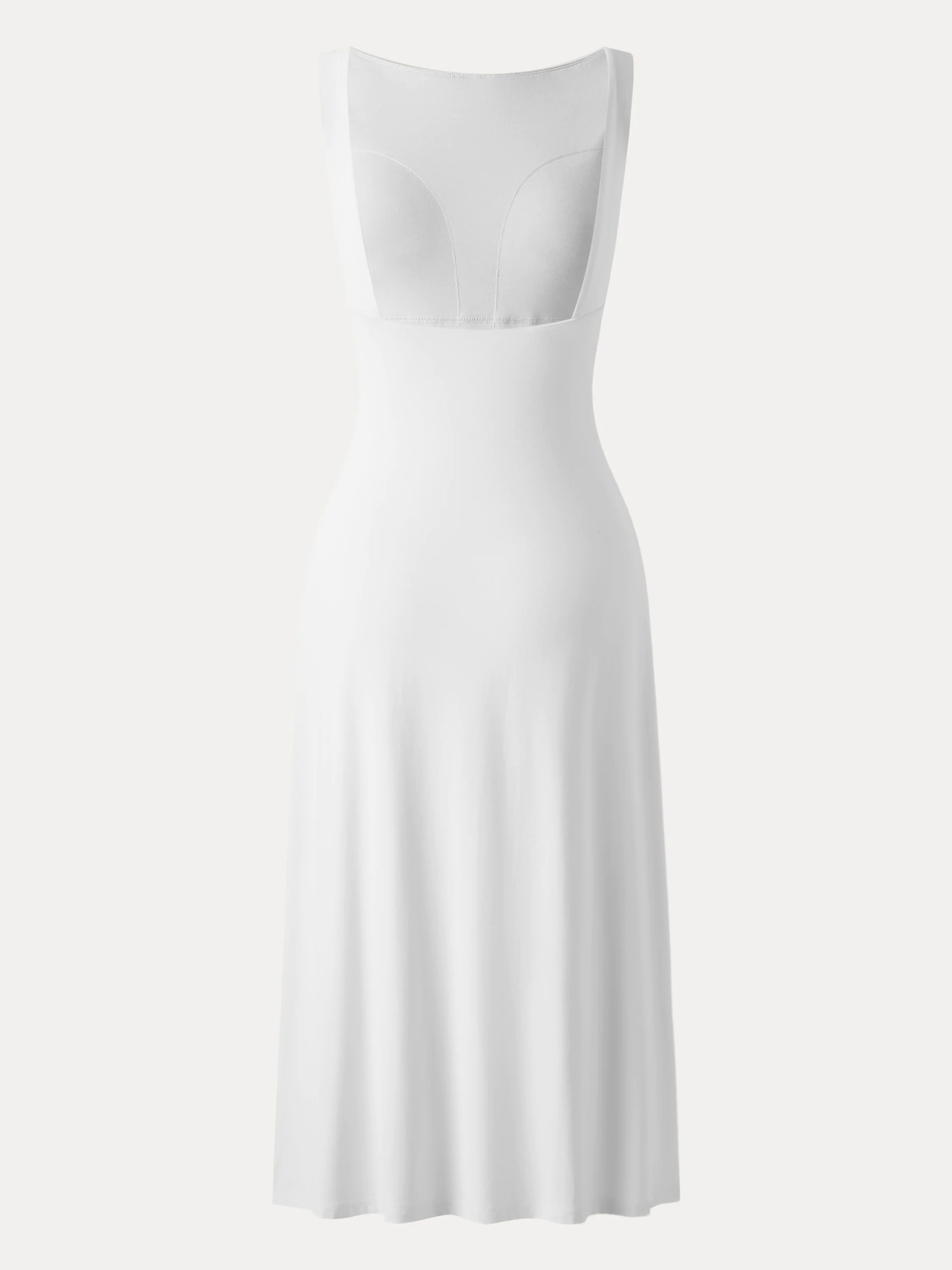 Classy Boatneck Open Back Bandless Midi Brami Dress Classy Boatneck Open Back Bandless Midi Brami Dress