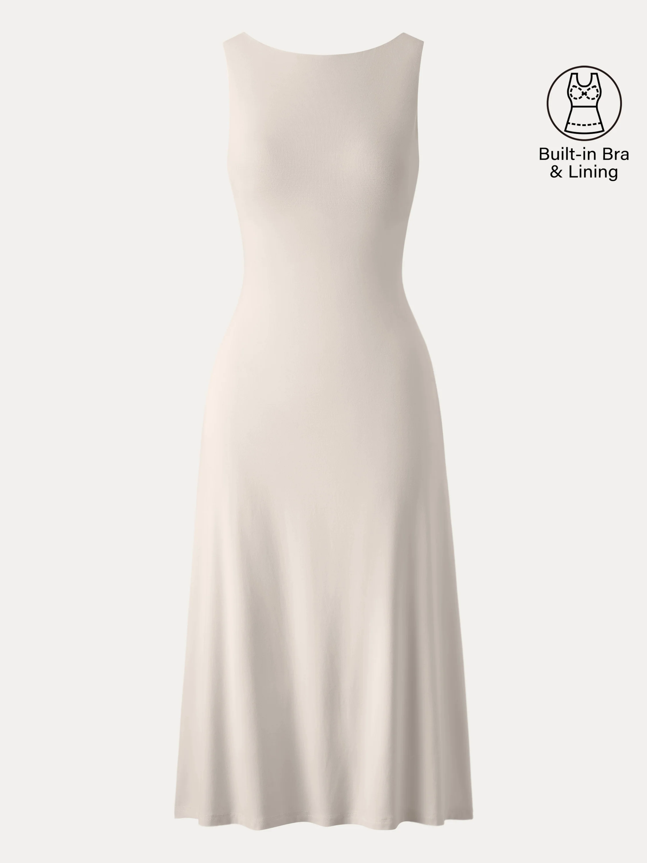 Classy Boatneck Open Back Bandless Midi Brami Dress Classy Boatneck Open Back Bandless Midi Brami Dress