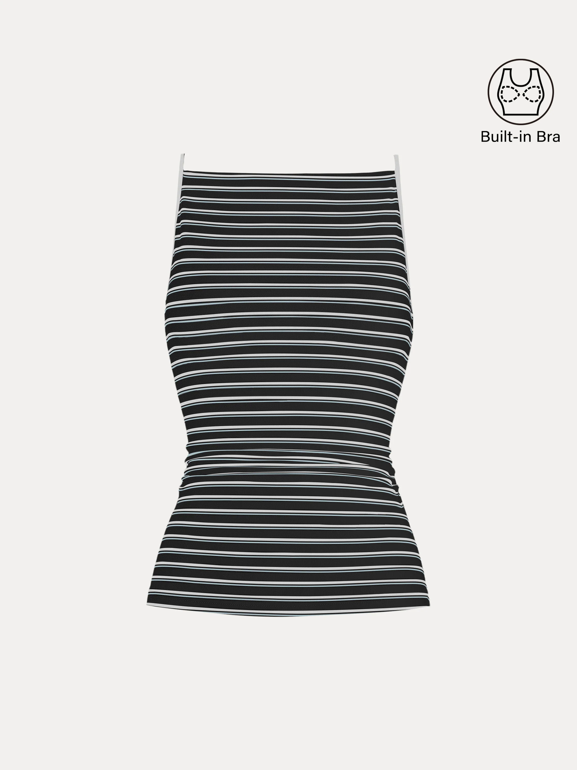 Striped Side Ruched Spaghetti New Airy Brami