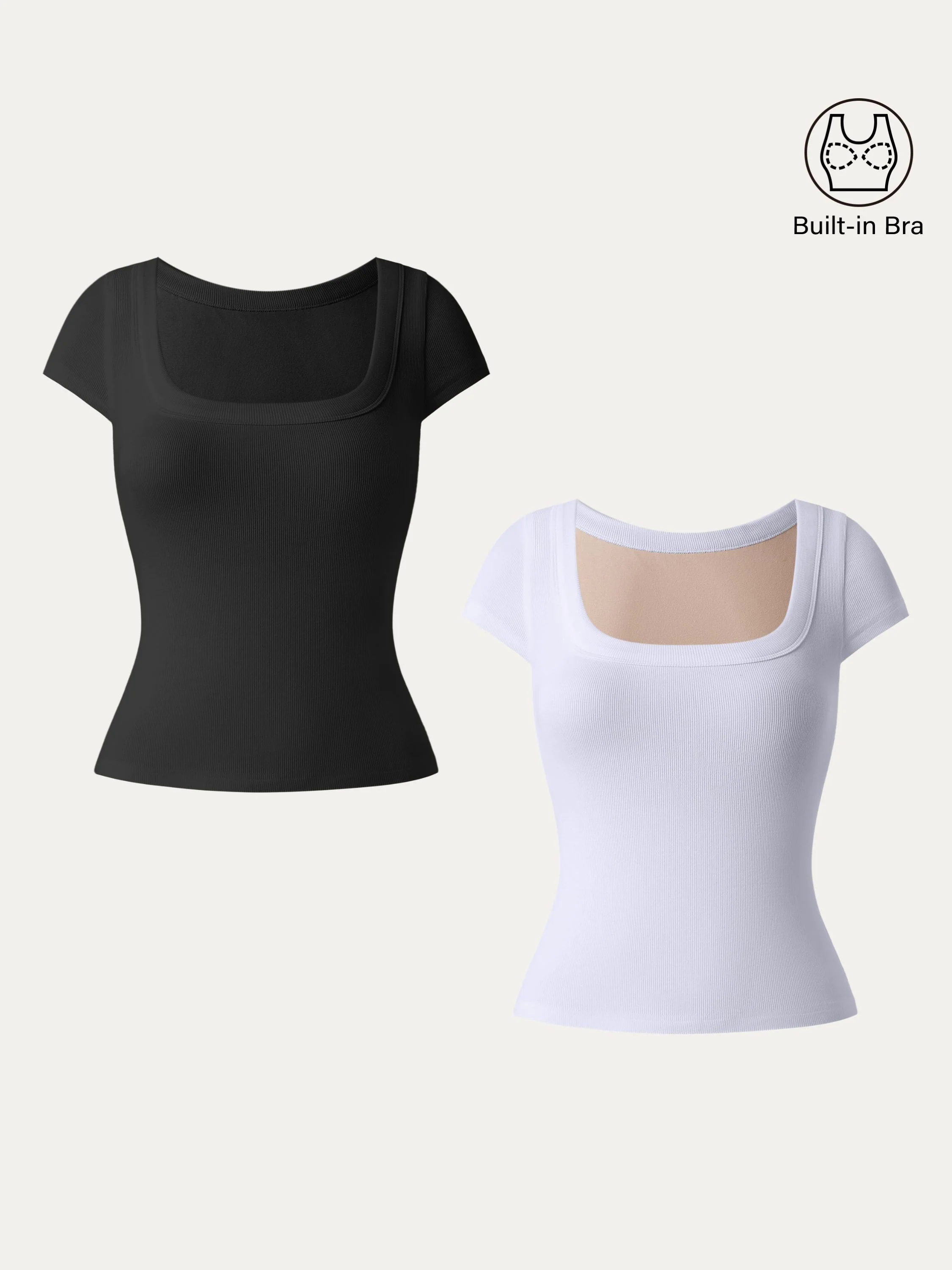 Stretch Cotton Square Neck Cap Sleeve Brami