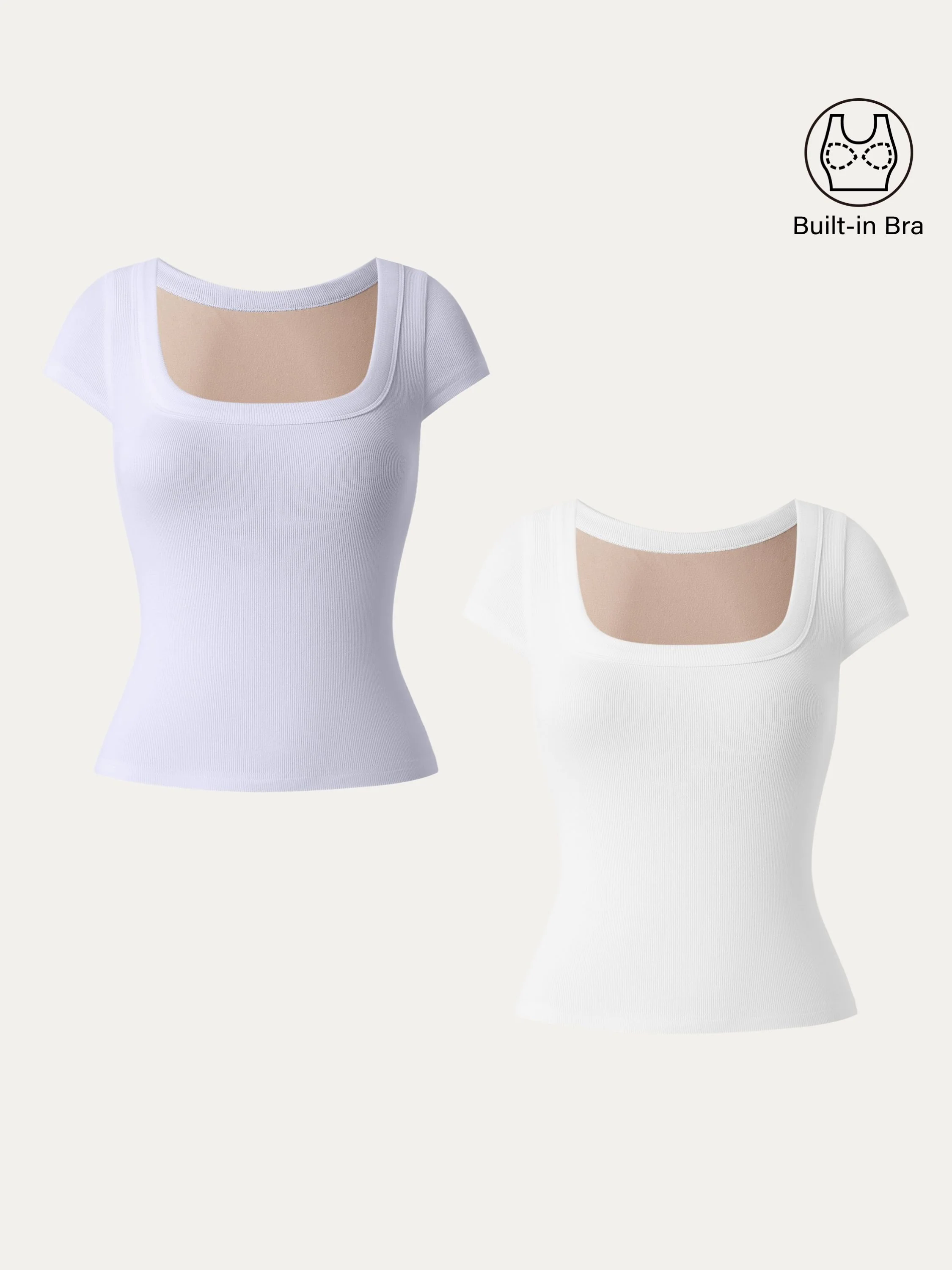 Stretch Cotton Square Neck Cap Sleeve Brami
