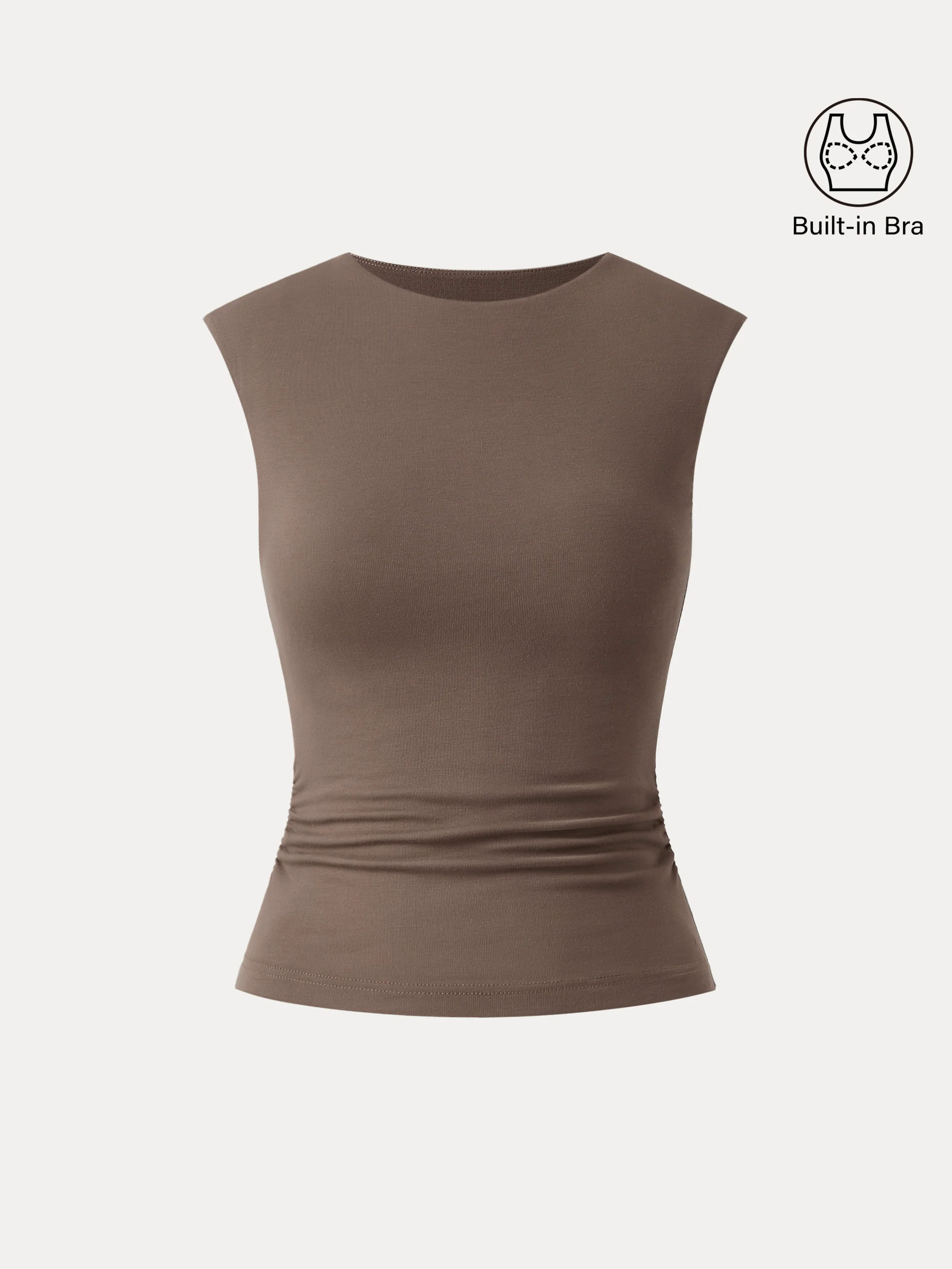 Sleek Crewneck Side Ruched Slimming Brami Tank