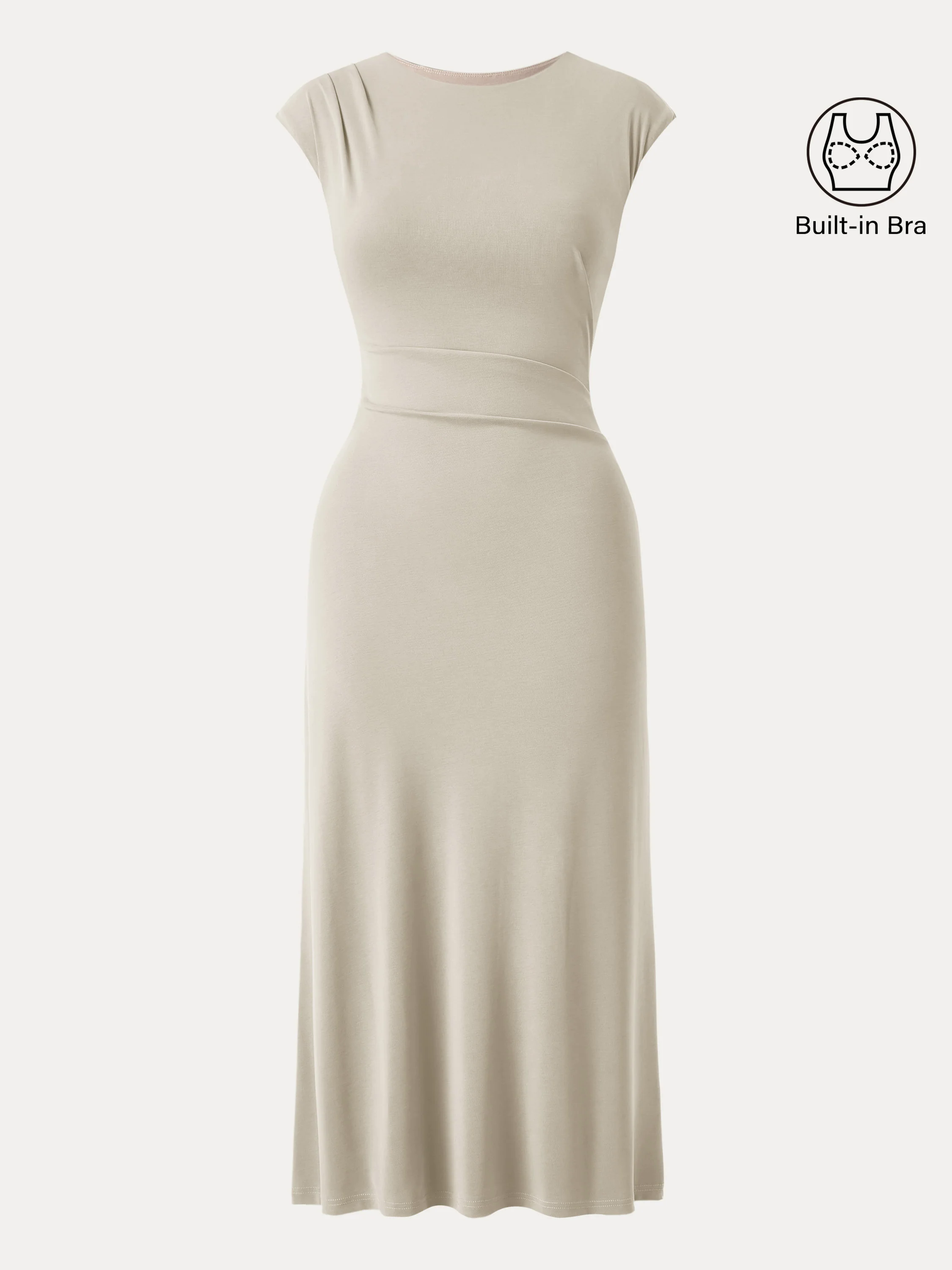 Flowy Sandwashed Crewneck Cap Sleeve Ruched Flared Maxi Brami Dress Flowy Sandwashed Crewneck Cap Sleeve Ruched Flared Maxi Brami Dress