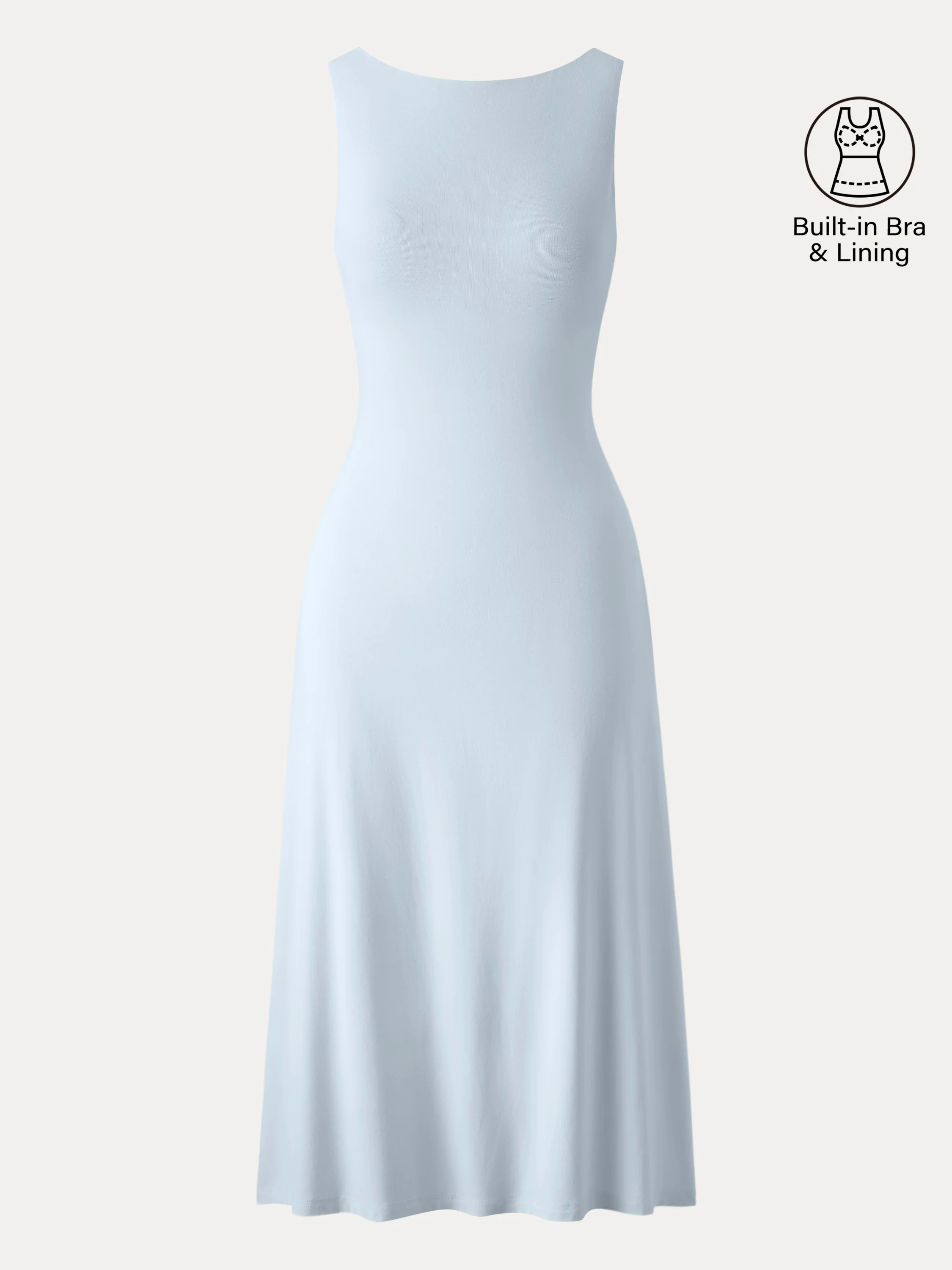 Classy Boatneck Open Back Bandless Midi Brami Dress Classy Boatneck Open Back Bandless Midi Brami Dress