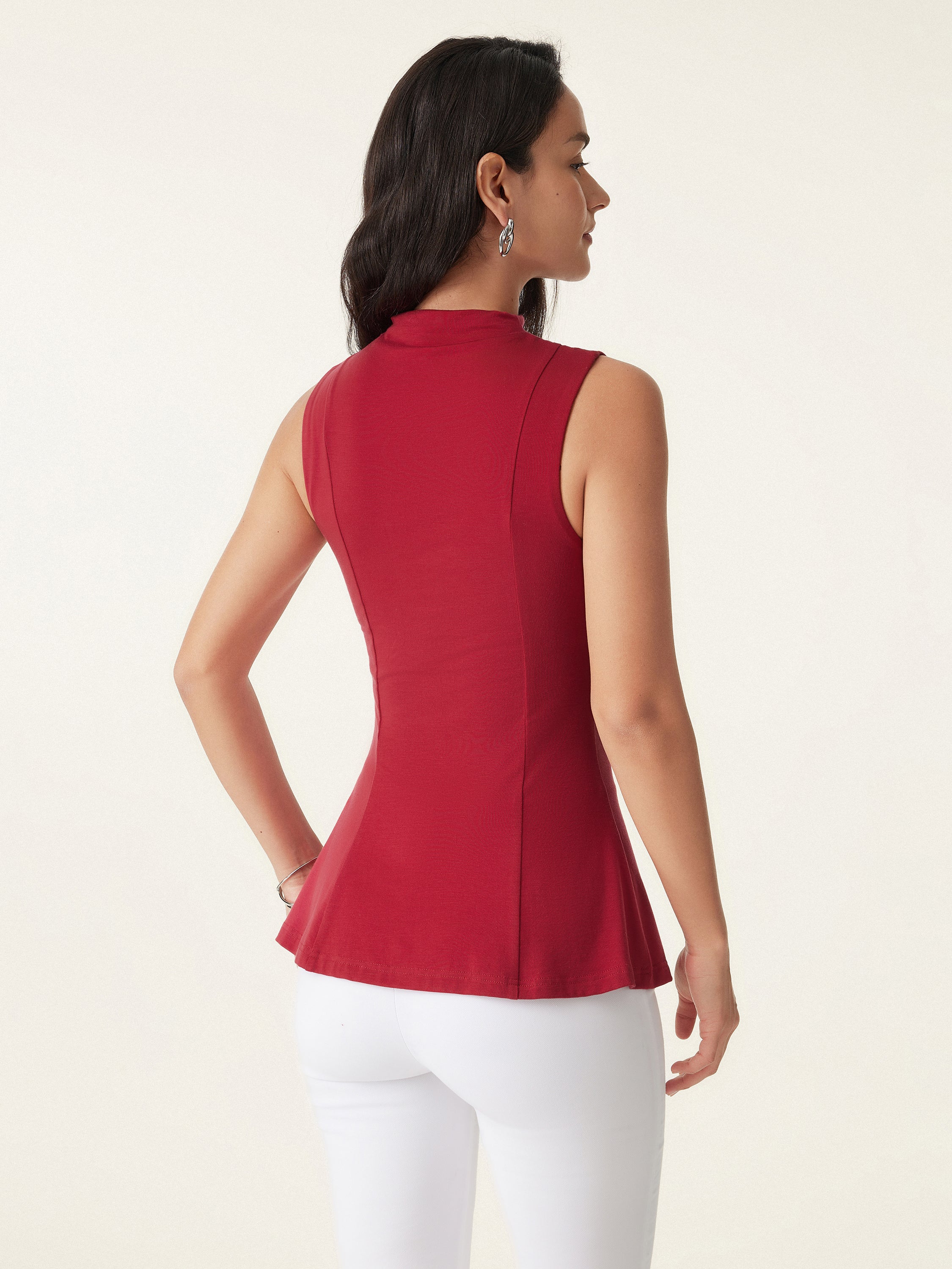 Tencel Silky Mockneck Flared Sculpt Brami Tank