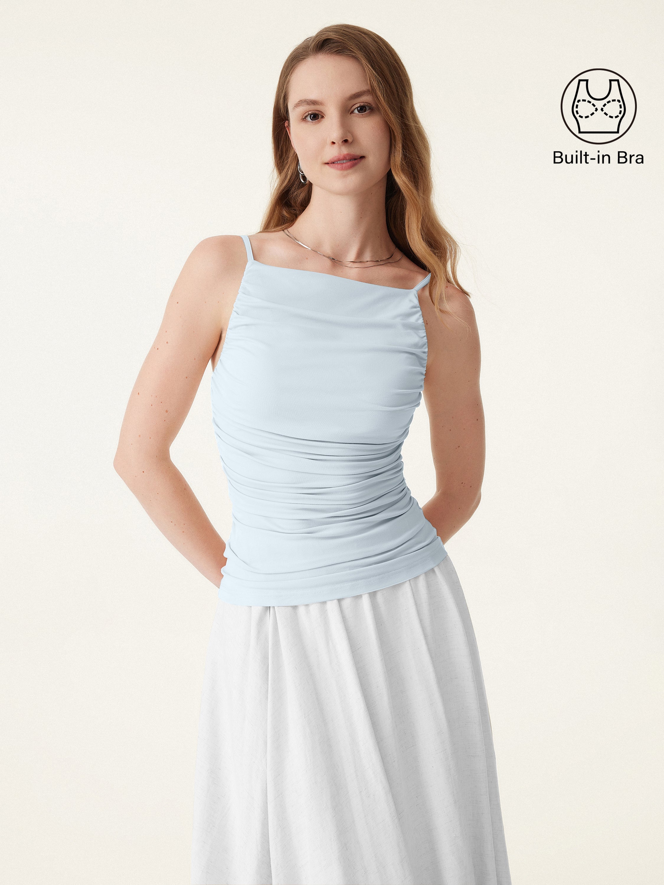 Boatneck Ruched New Airy Brami Tank Boatneck Ruched New Airy Brami Tank