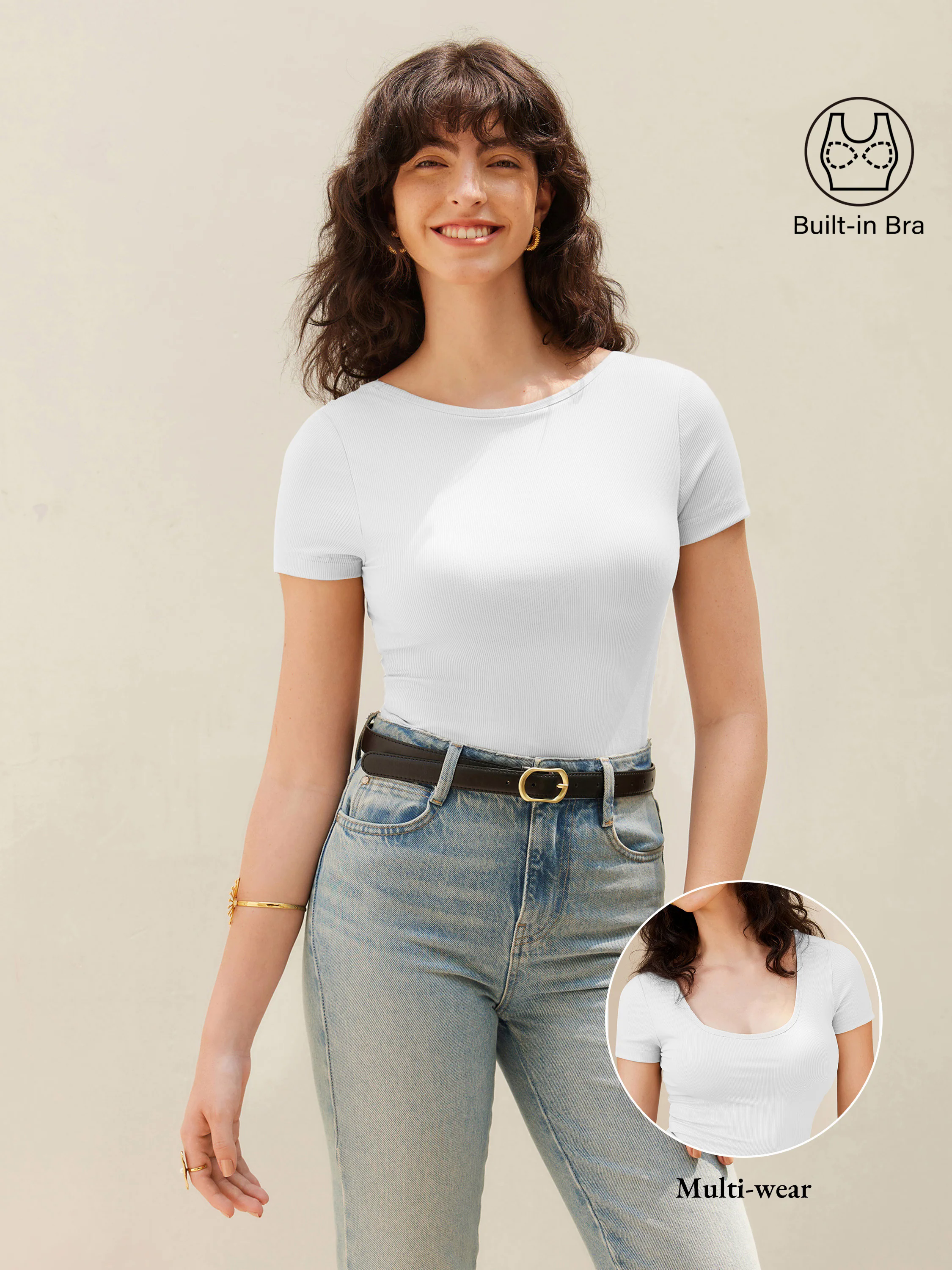 Multi-wear Short Sleeve New Airy Brami Top Multi-wear Short Sleeve New Airy Brami Top