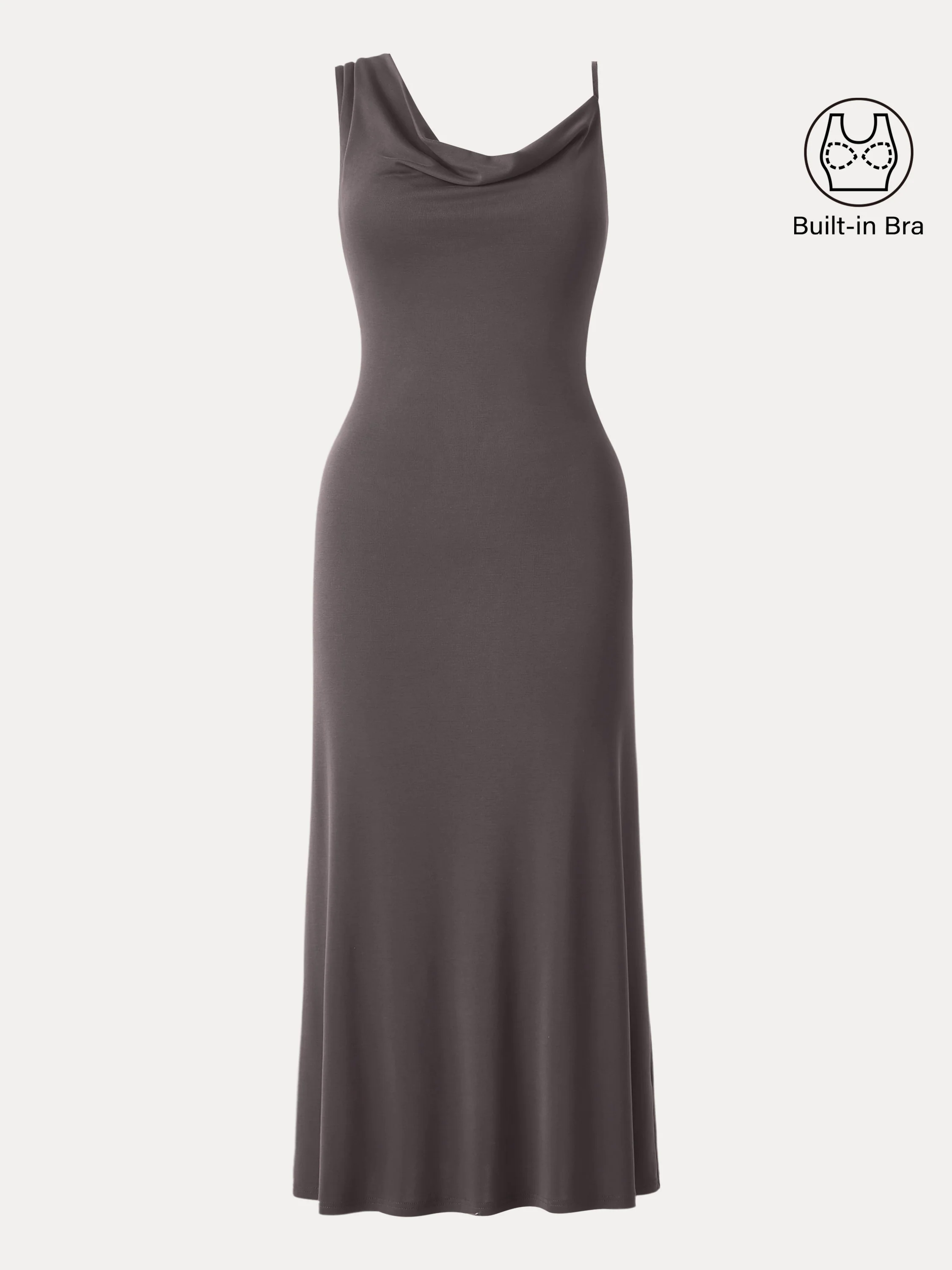 Sandwashed Asymmetrical Cowl Midi Brami Dress