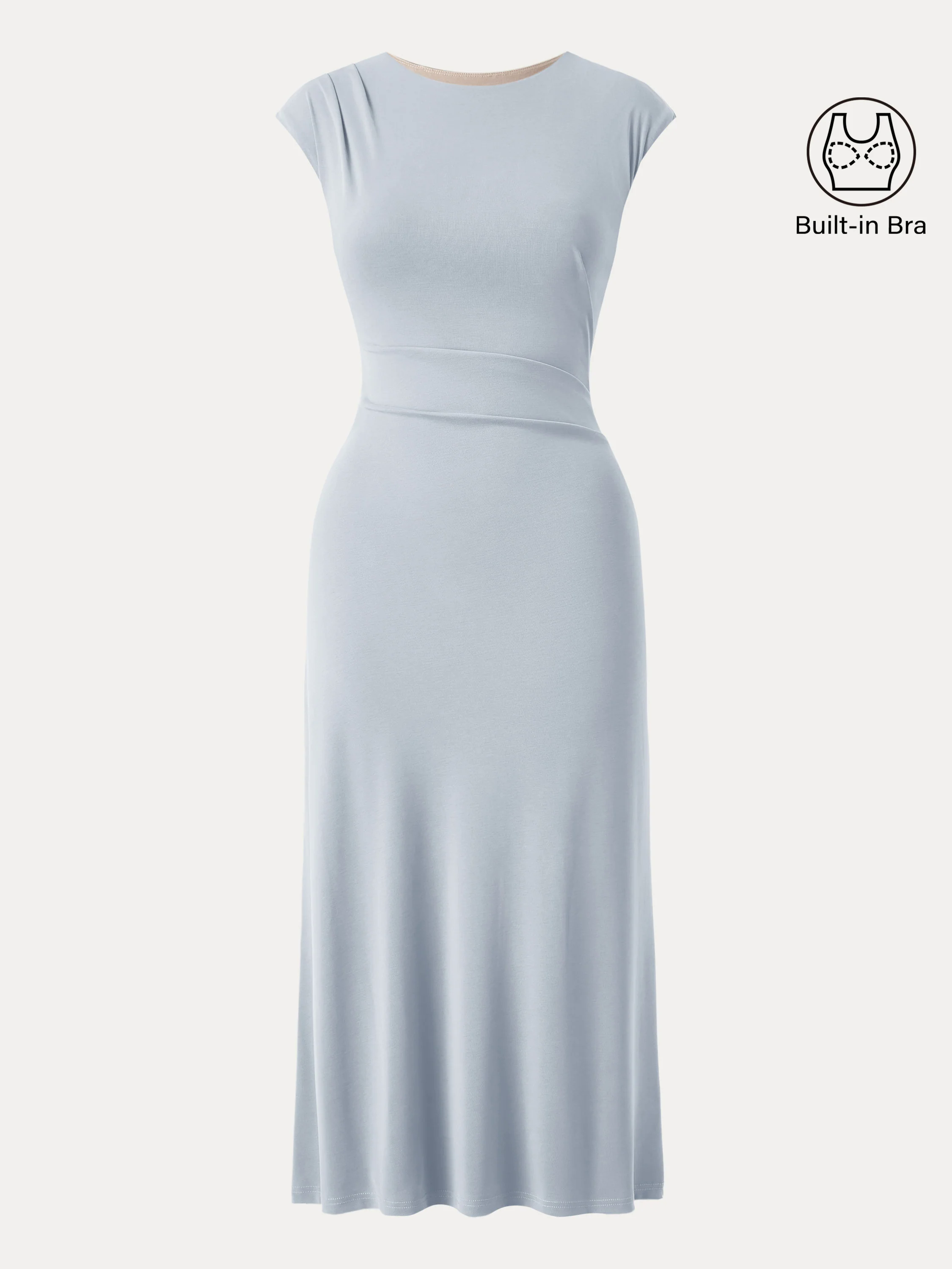 Flowy Sandwashed Crewneck Cap Sleeve Ruched Flared Maxi Brami Dress Flowy Sandwashed Crewneck Cap Sleeve Ruched Flared Maxi Brami Dress