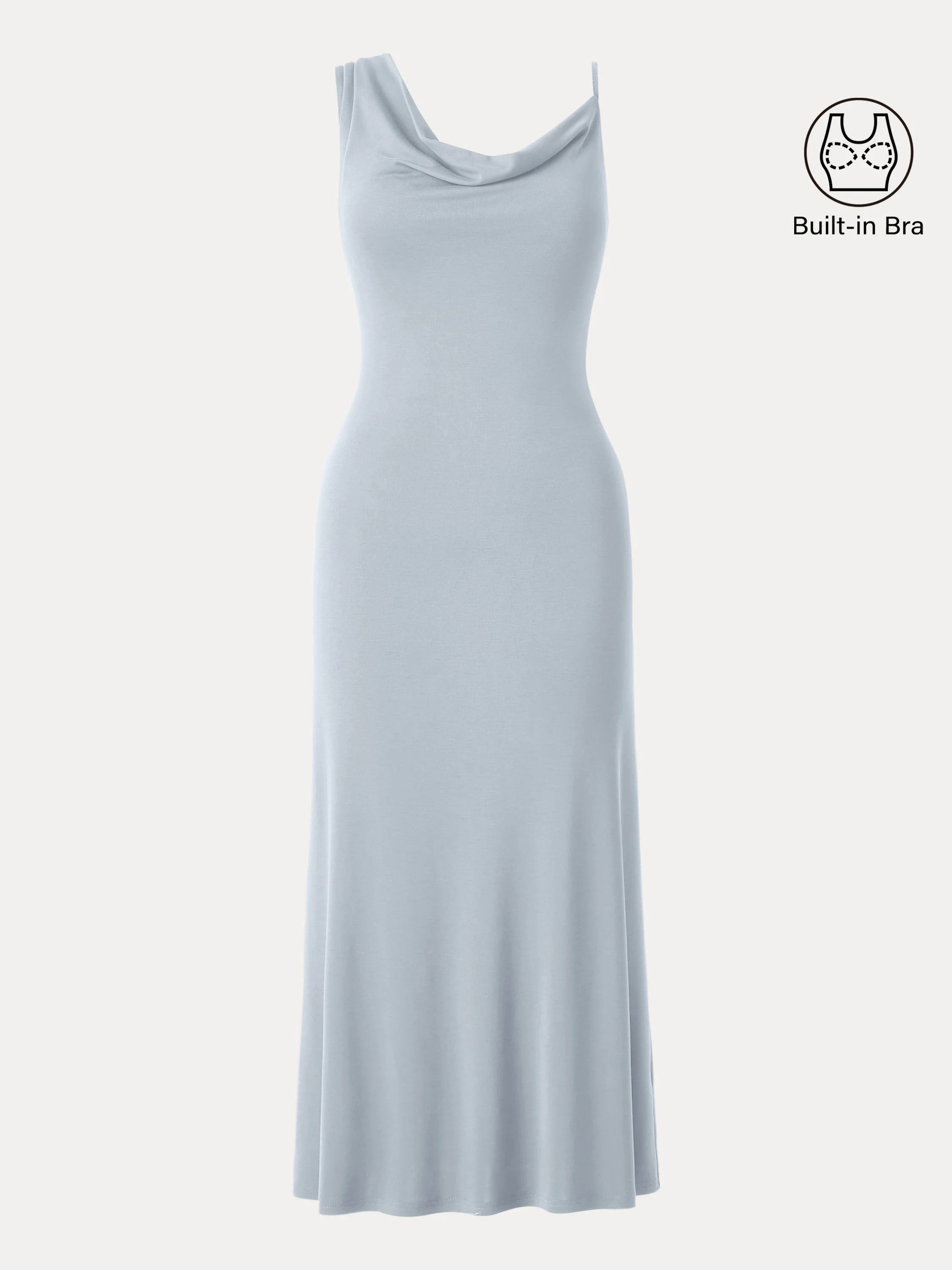 Sandwashed Asymmetrical Cowl Midi Brami Dress