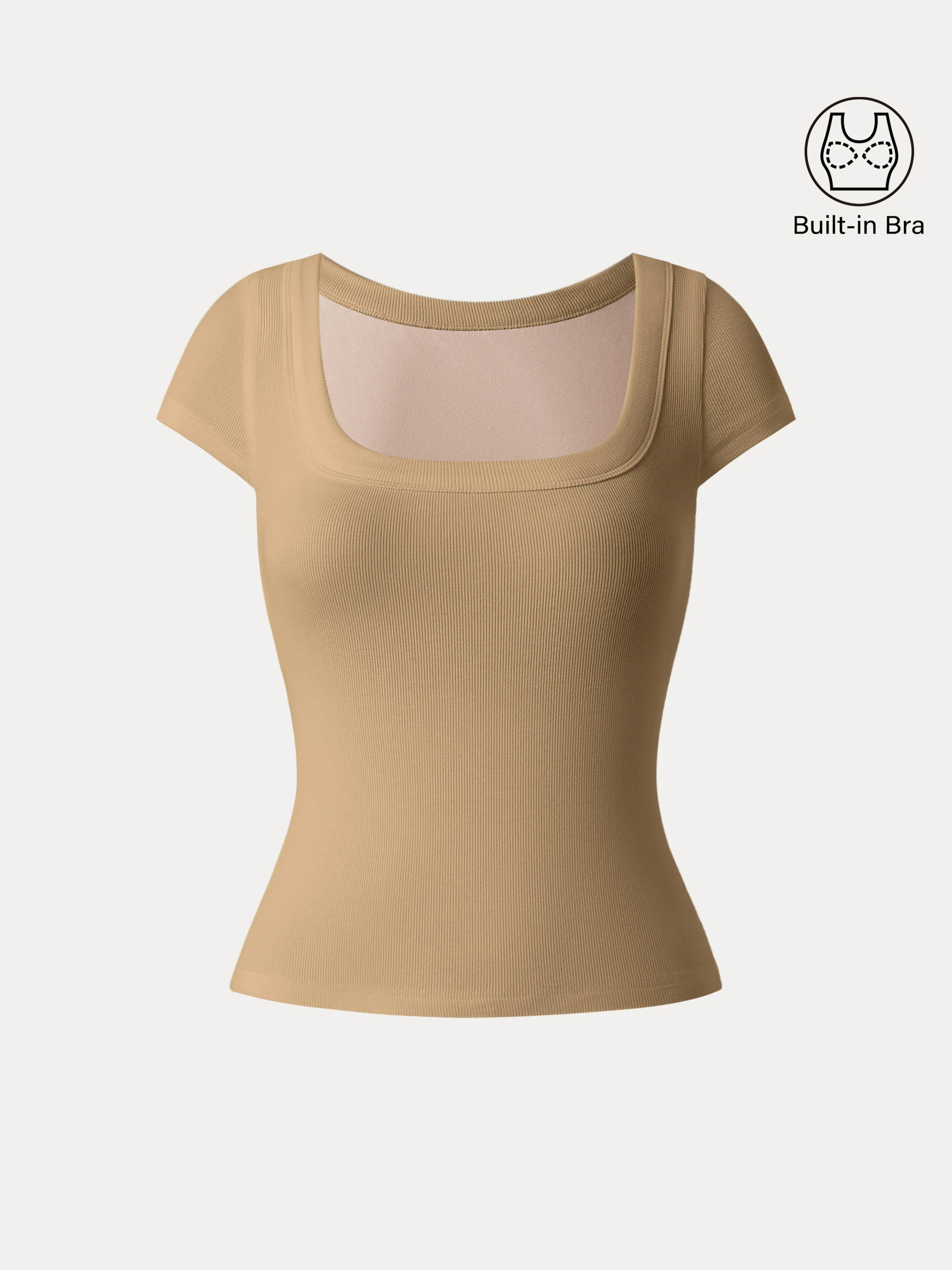 Stretch Cotton Square Neck Cap Sleeve Brami