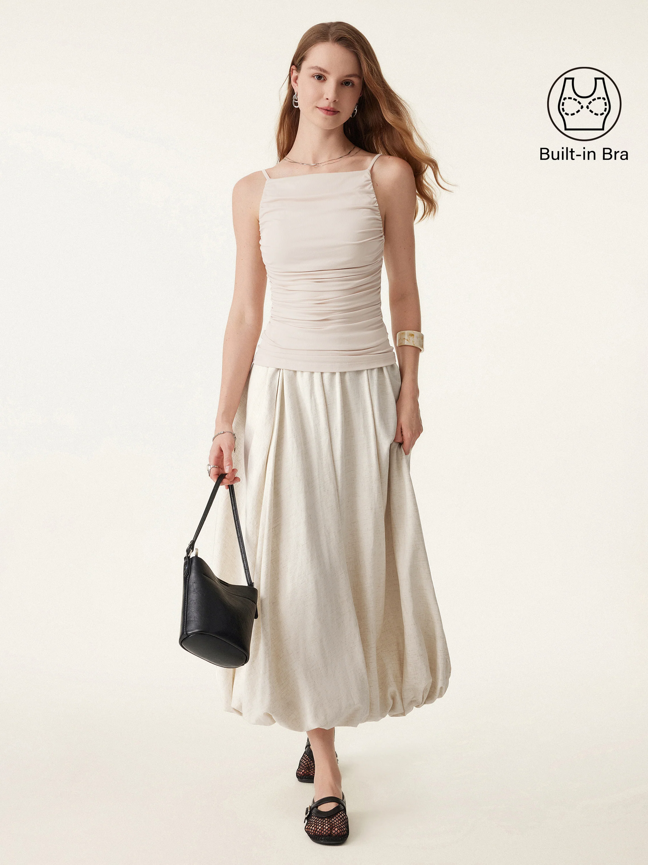 Boatneck Ruched New Airy Brami Tank Boatneck Ruched New Airy Brami Tank