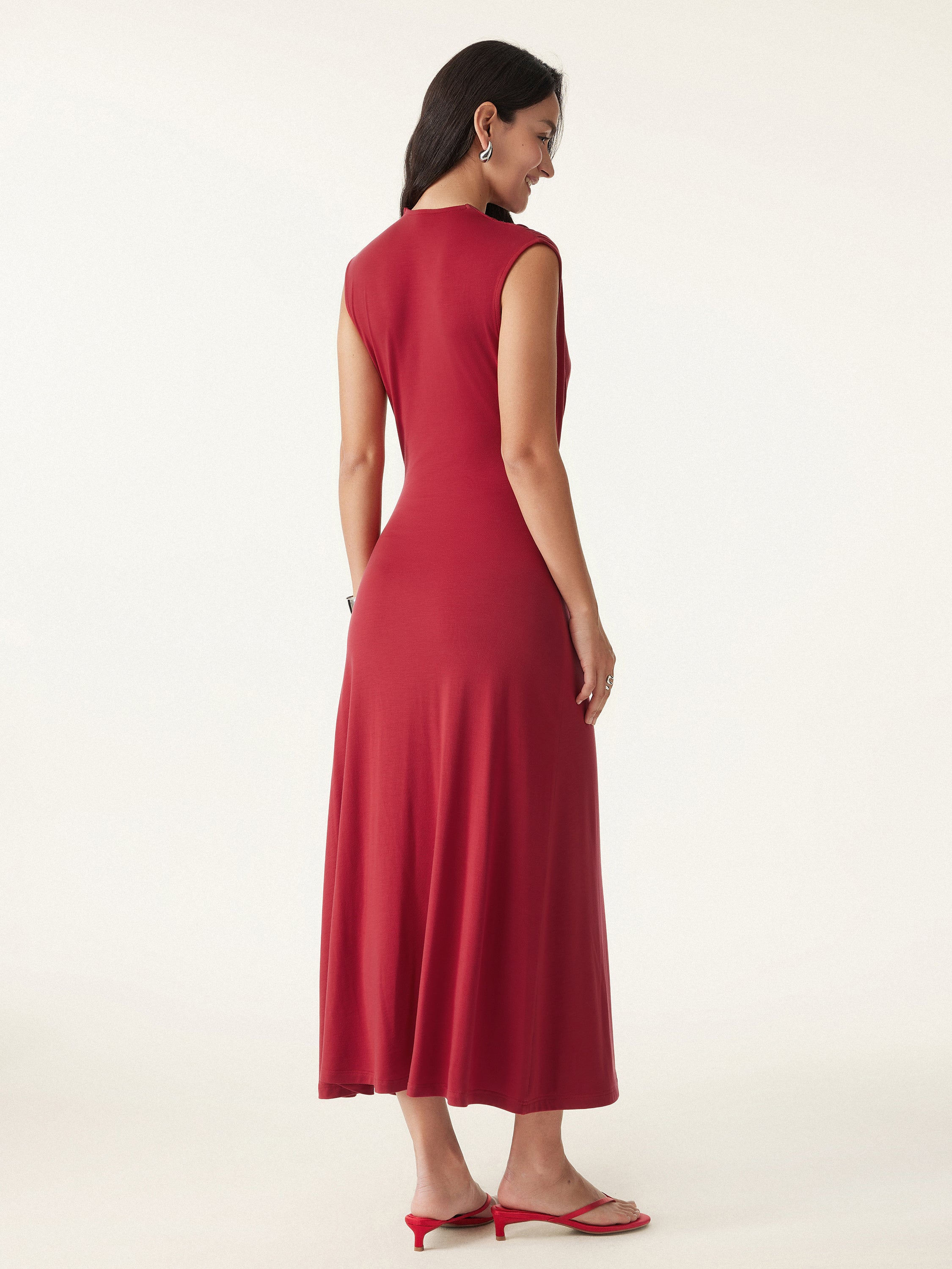 Ultrasoft Tencel Surplice Gathered Maxi Dress