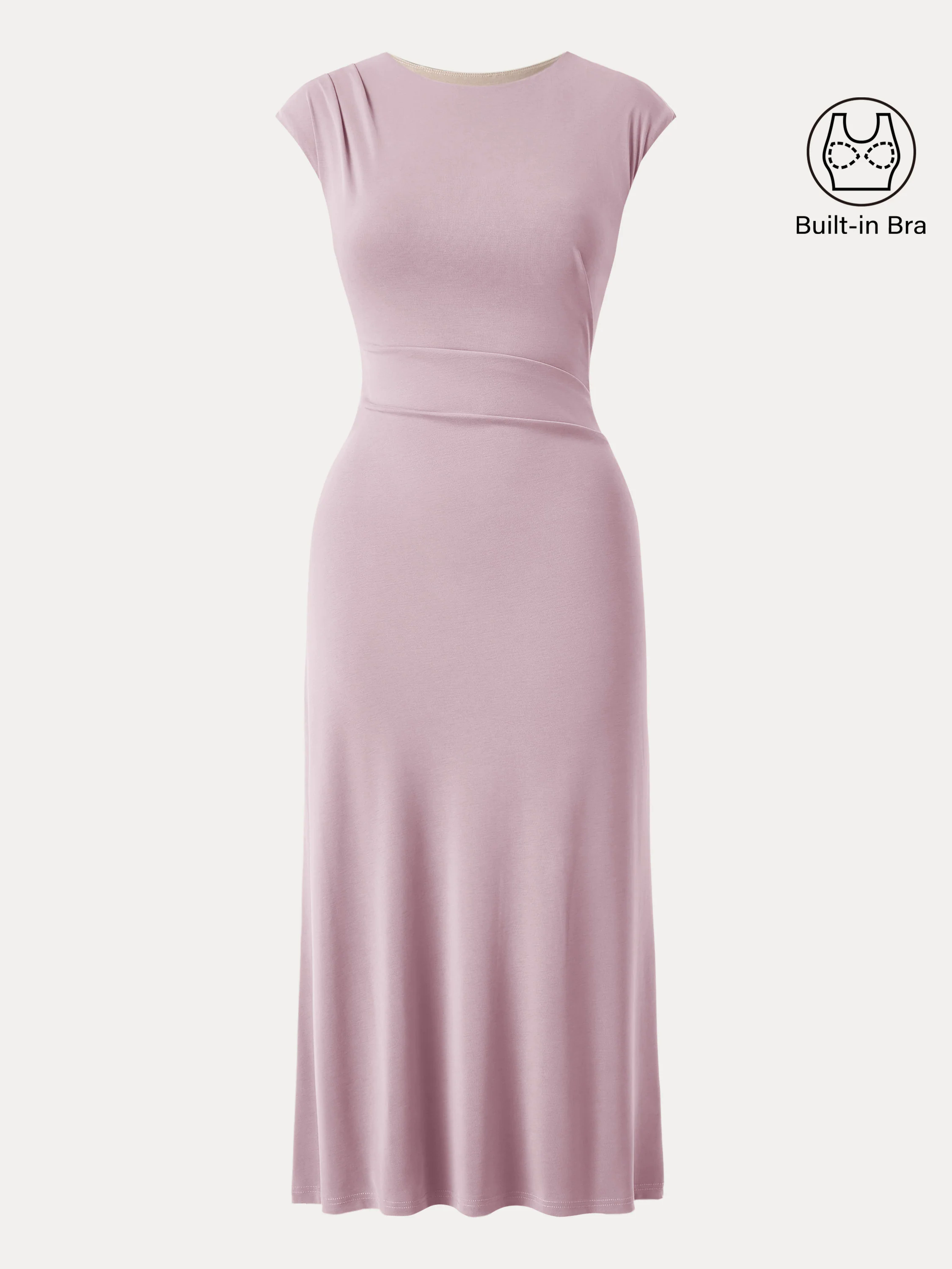 Flowy Sandwashed Crewneck Cap Sleeve Ruched Flared Maxi Brami Dress Flowy Sandwashed Crewneck Cap Sleeve Ruched Flared Maxi Brami Dress