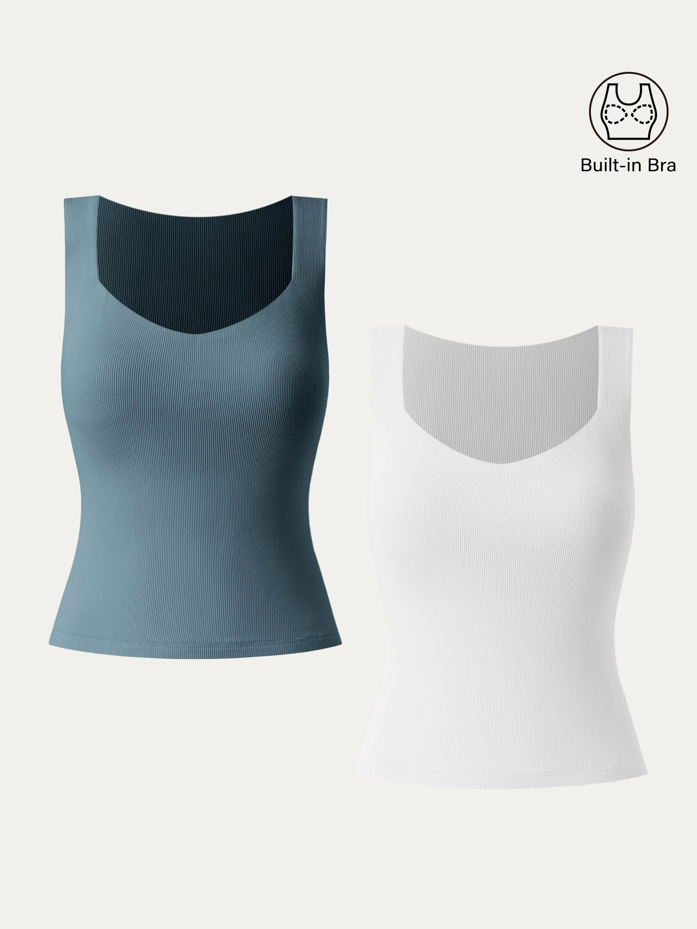 Diamond Neck Ribbed New Airy Brami Tank Diamond Neck Ribbed New Airy Brami Tank