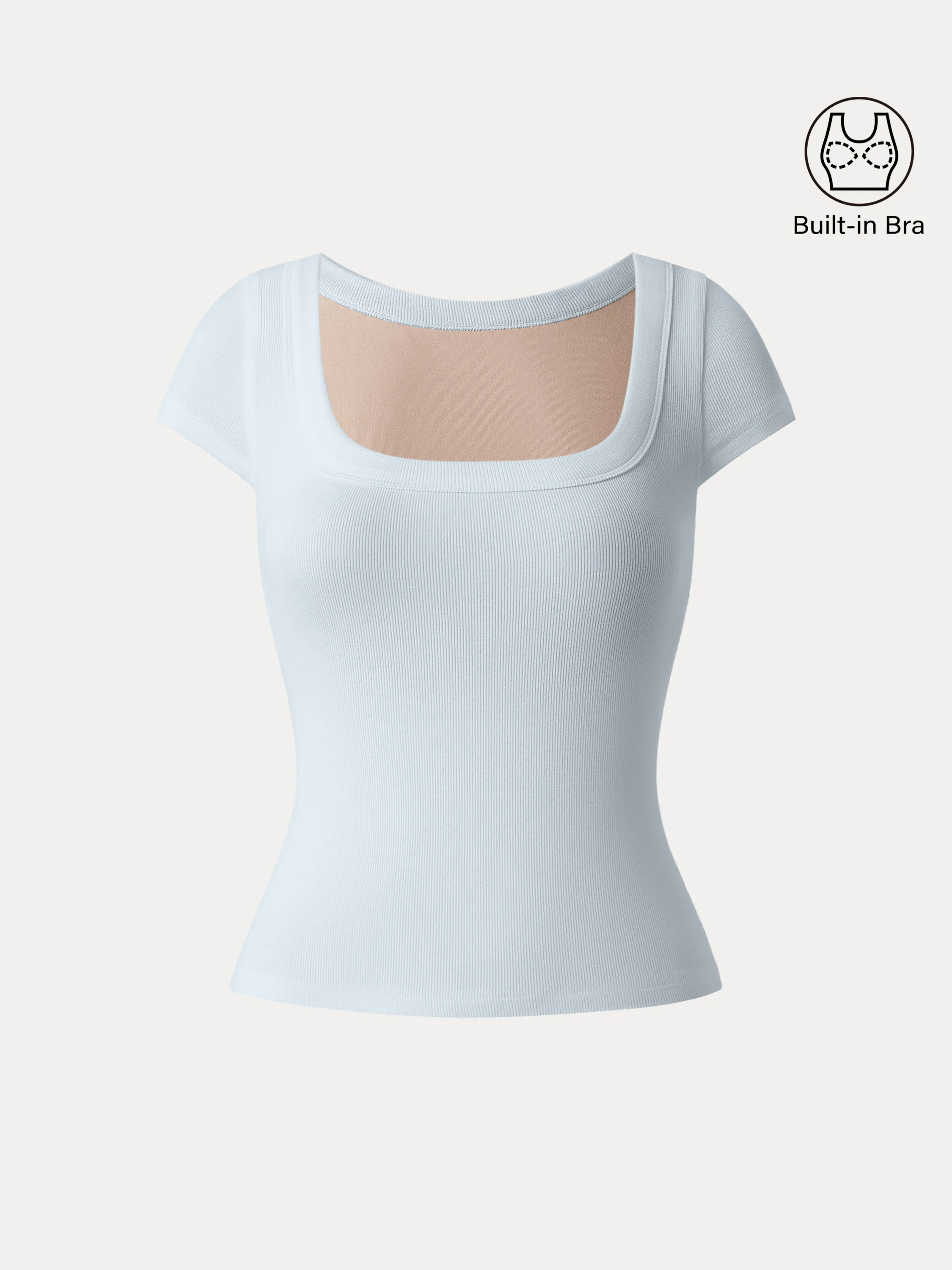Stretch Cotton Square Neck Cap Sleeve Brami
