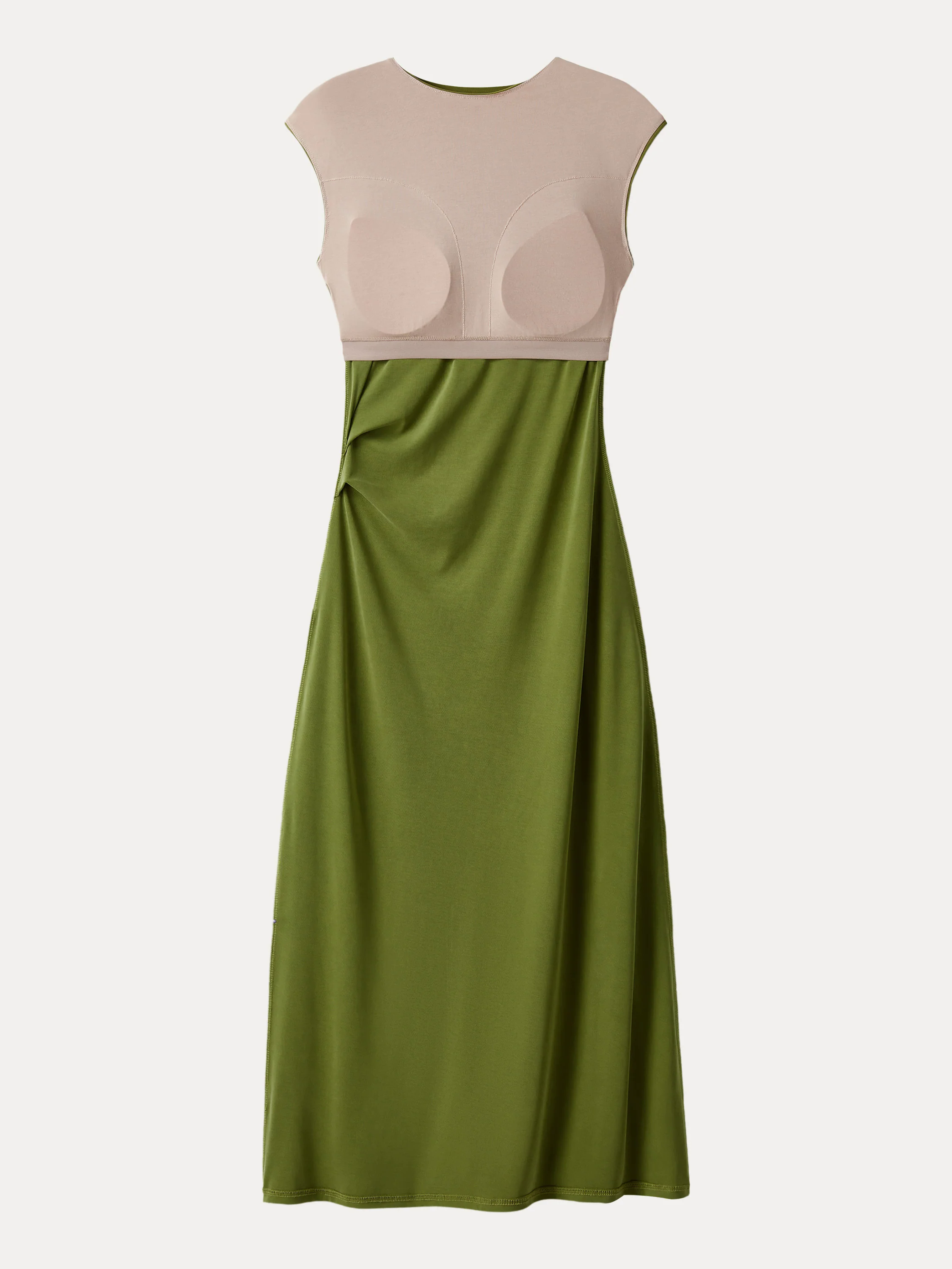 Flowy Sandwashed Crewneck Cap Sleeve Ruched Flared Maxi Brami Dress Flowy Sandwashed Crewneck Cap Sleeve Ruched Flared Maxi Brami Dress