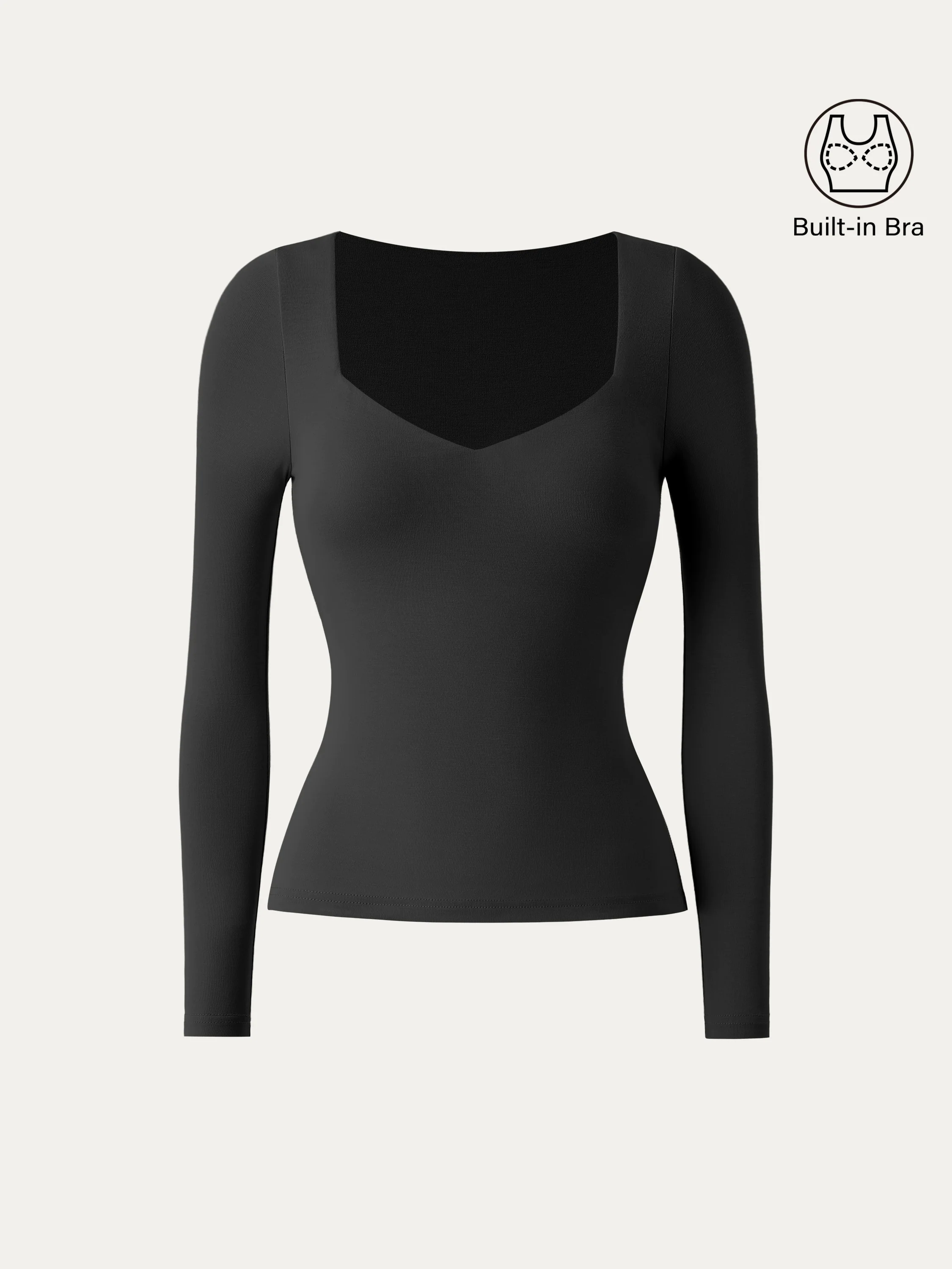 Sweetheart Neck Long Sleeve Lightweight Brami Top Sweetheart Neck Long Sleeve Lightweight Brami Top