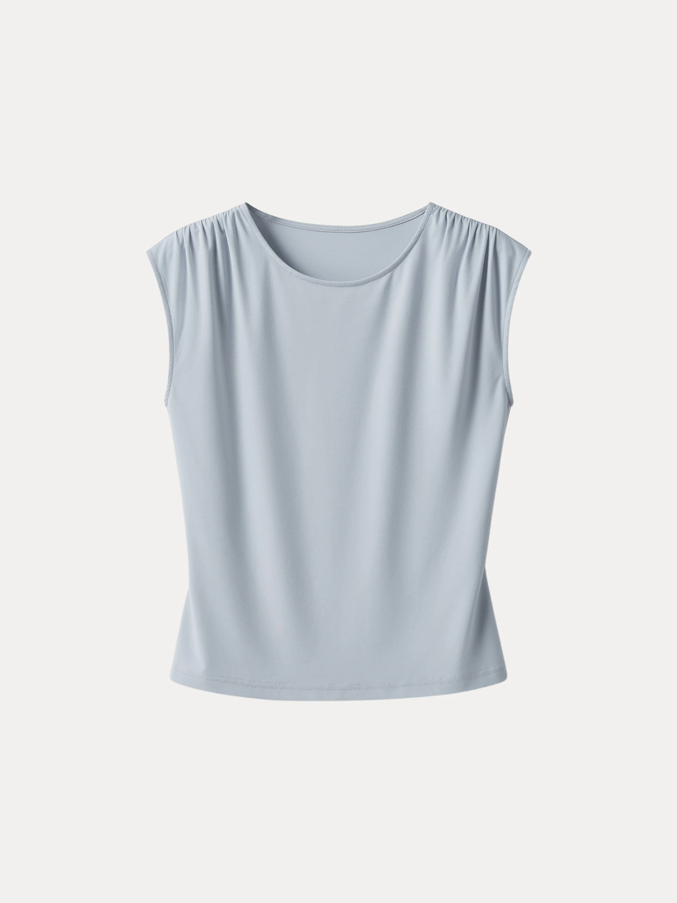 Crewneck Ruched Shoulder Muscle Tank Crewneck Ruched Shoulder Muscle Tank