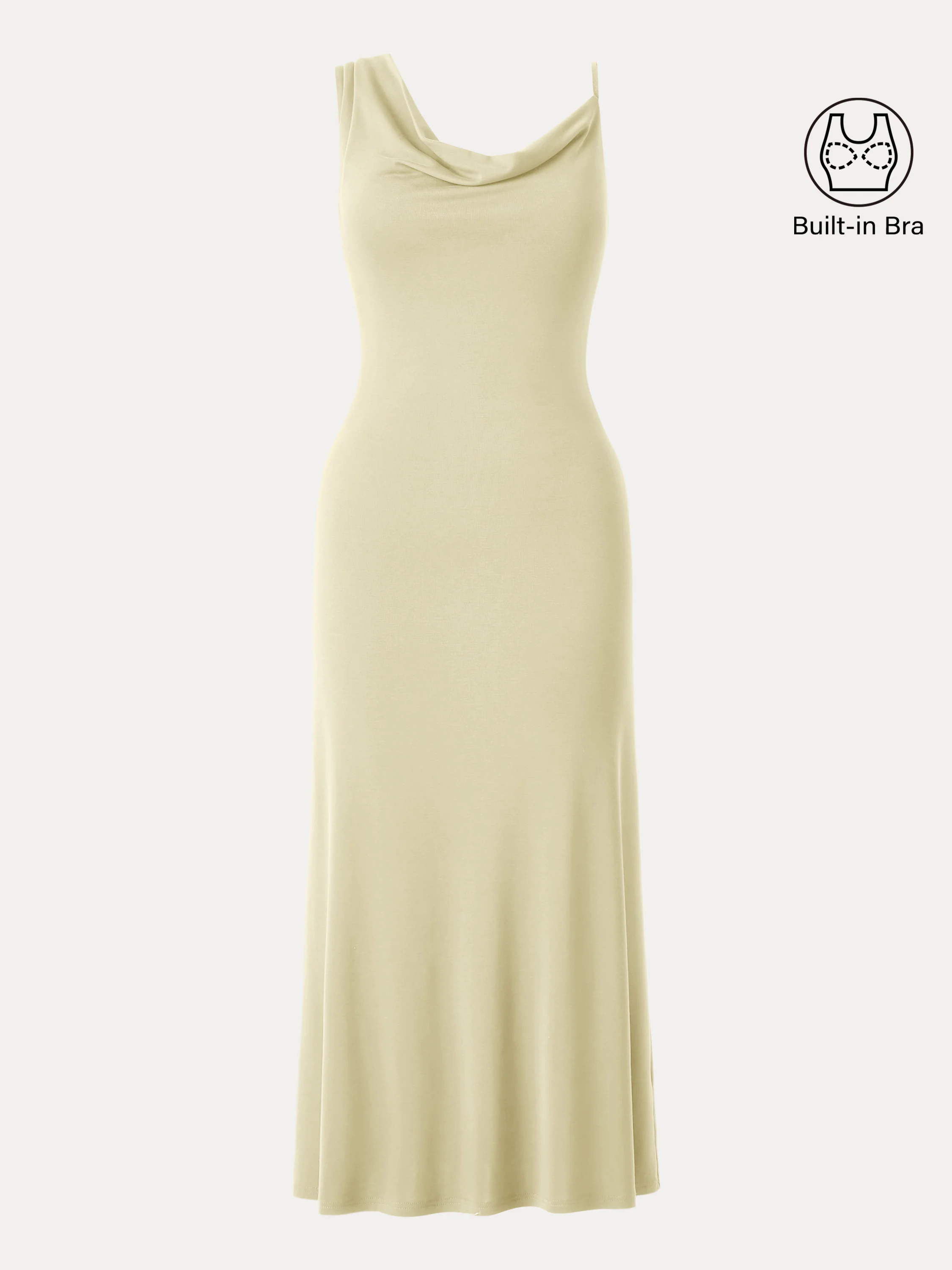 Sandwashed Asymmetrical Cowl Midi Brami Dress