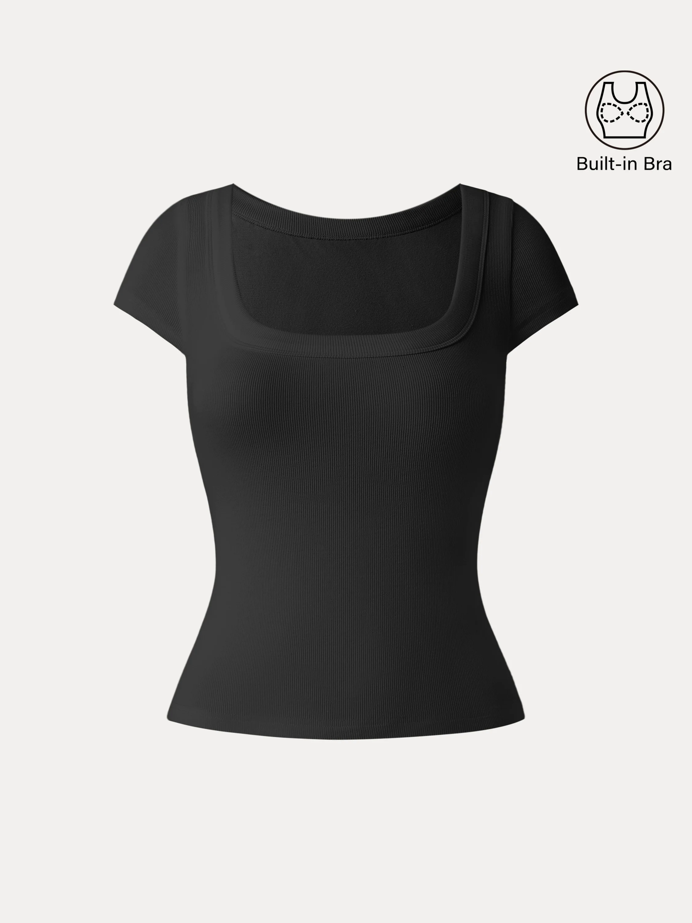 Stretch Cotton Square Neck Cap Sleeve Brami