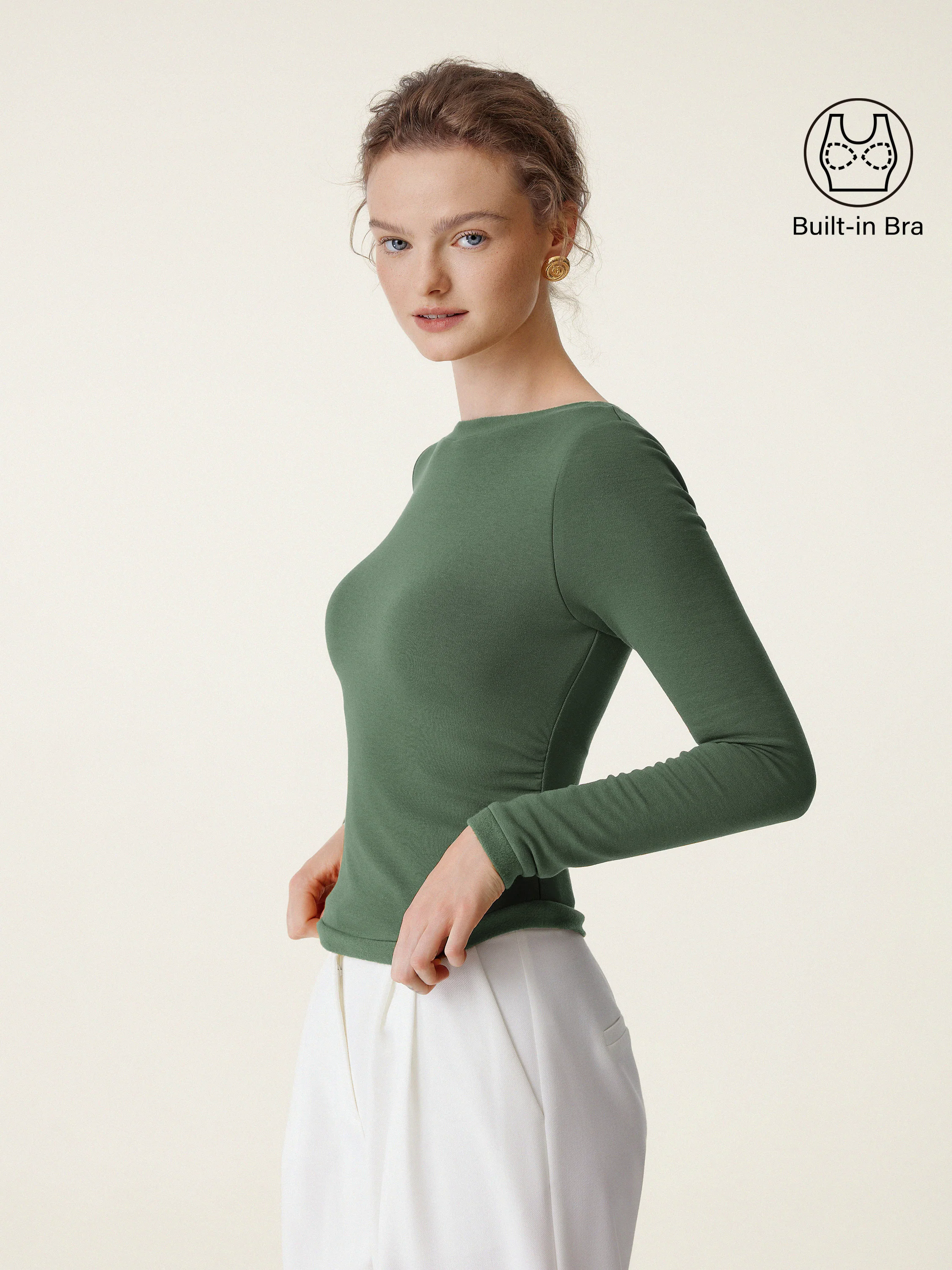 Boatneck Long Sleeve Brami Top Boatneck Long Sleeve Brami Top