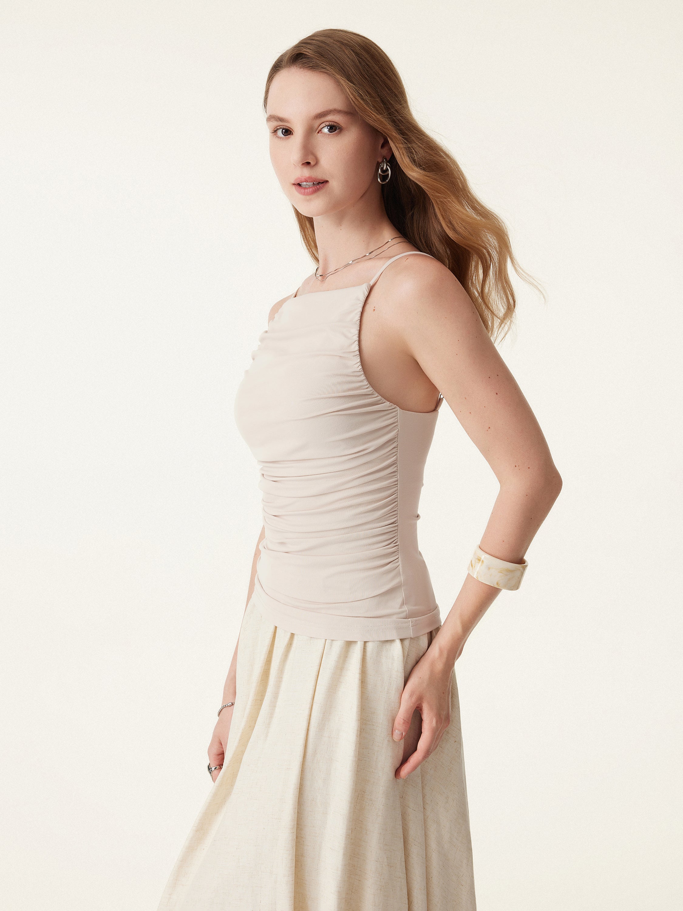 Boatneck Ruched New Airy Brami Tank Boatneck Ruched New Airy Brami Tank