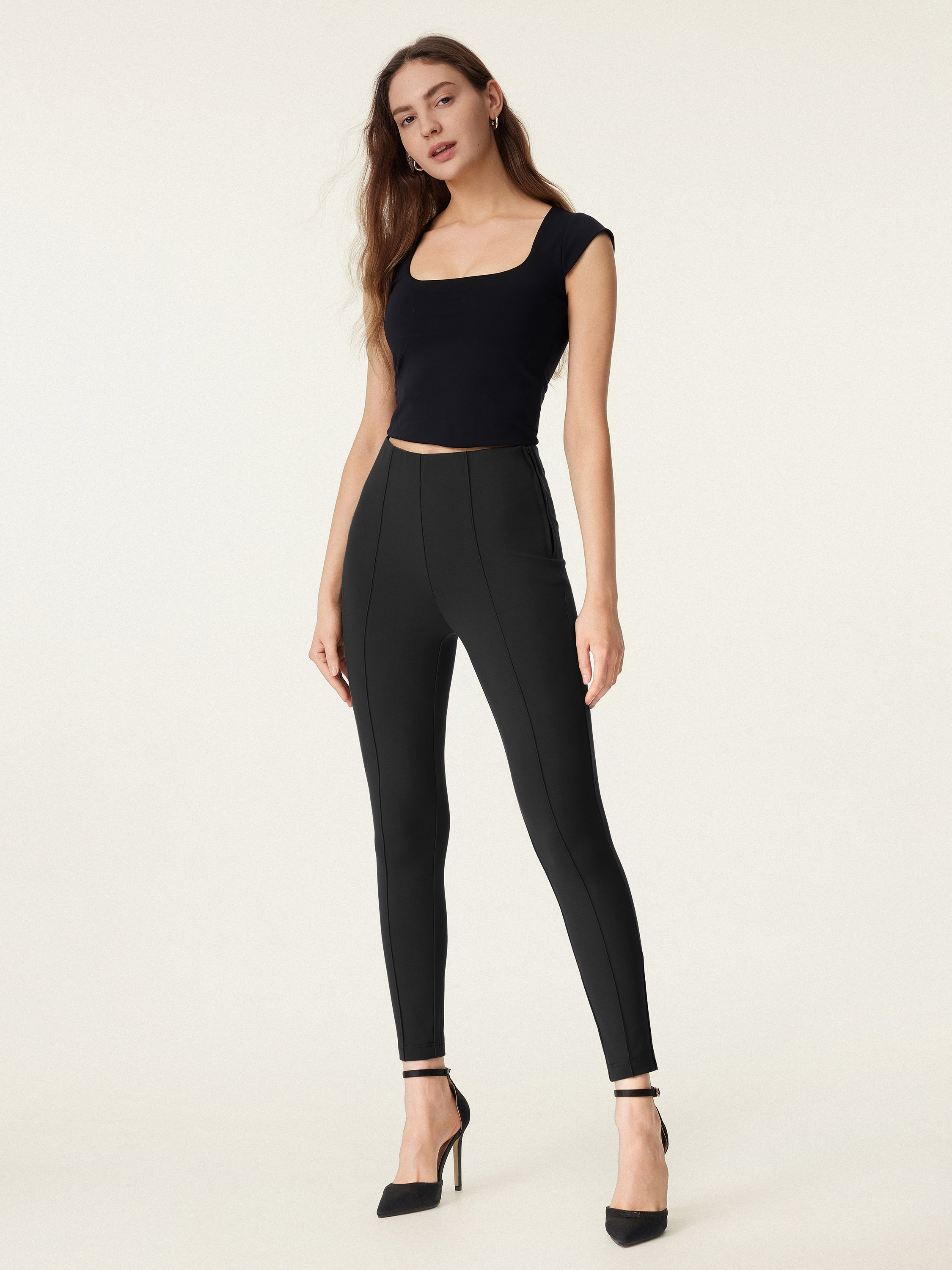 High Rise Pull-on Ankled Skinny Pant