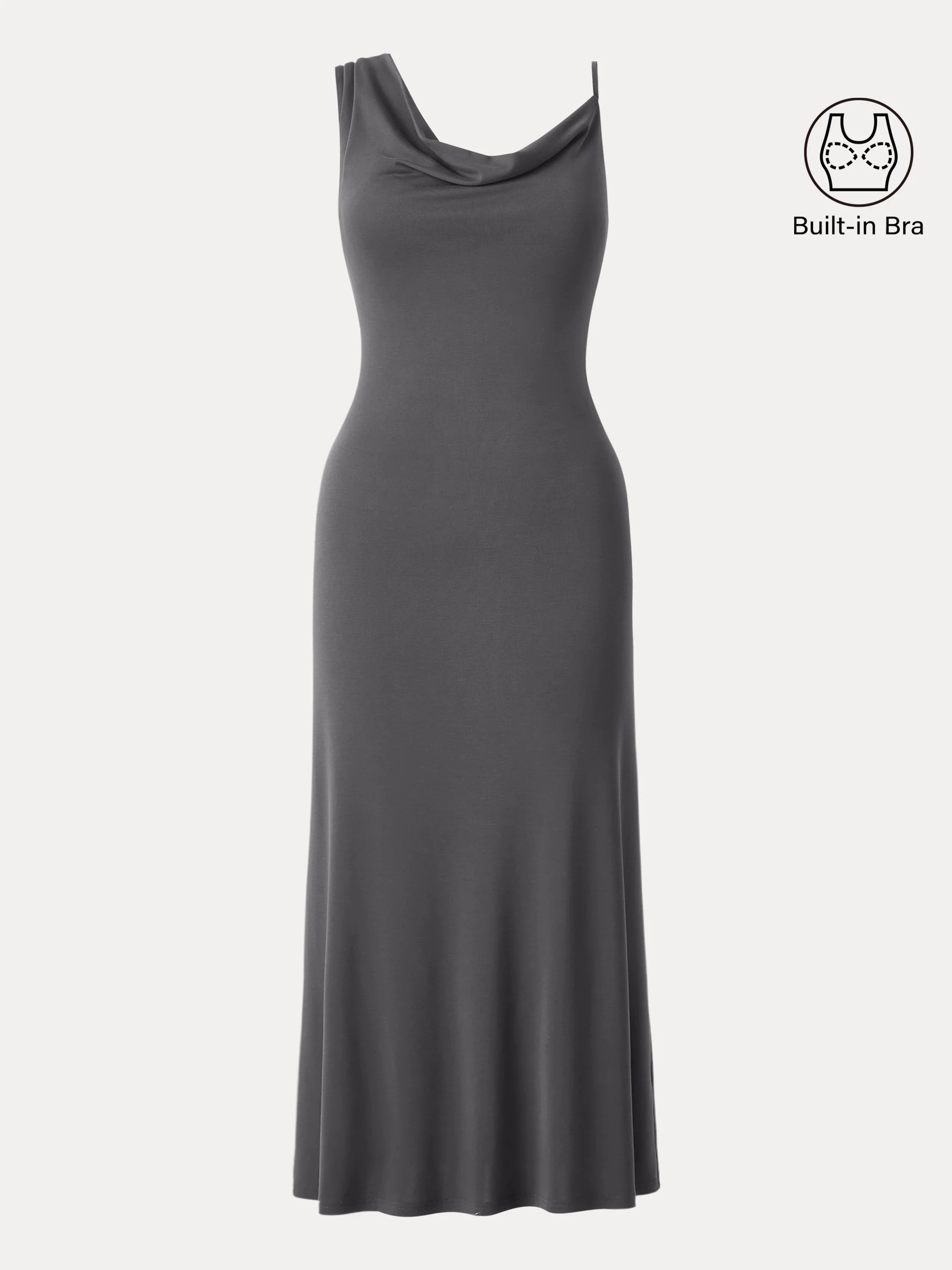 Sandwashed Asymmetrical Cowl Midi Brami Dress
